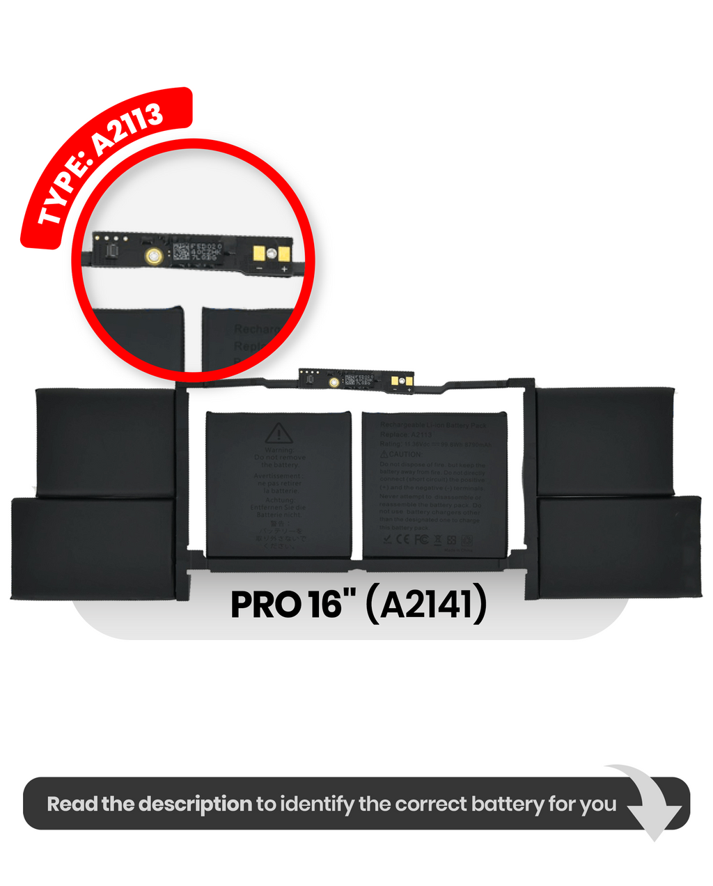Akku (A2113) für MacBook Pro 16" (A2141 / 2019)