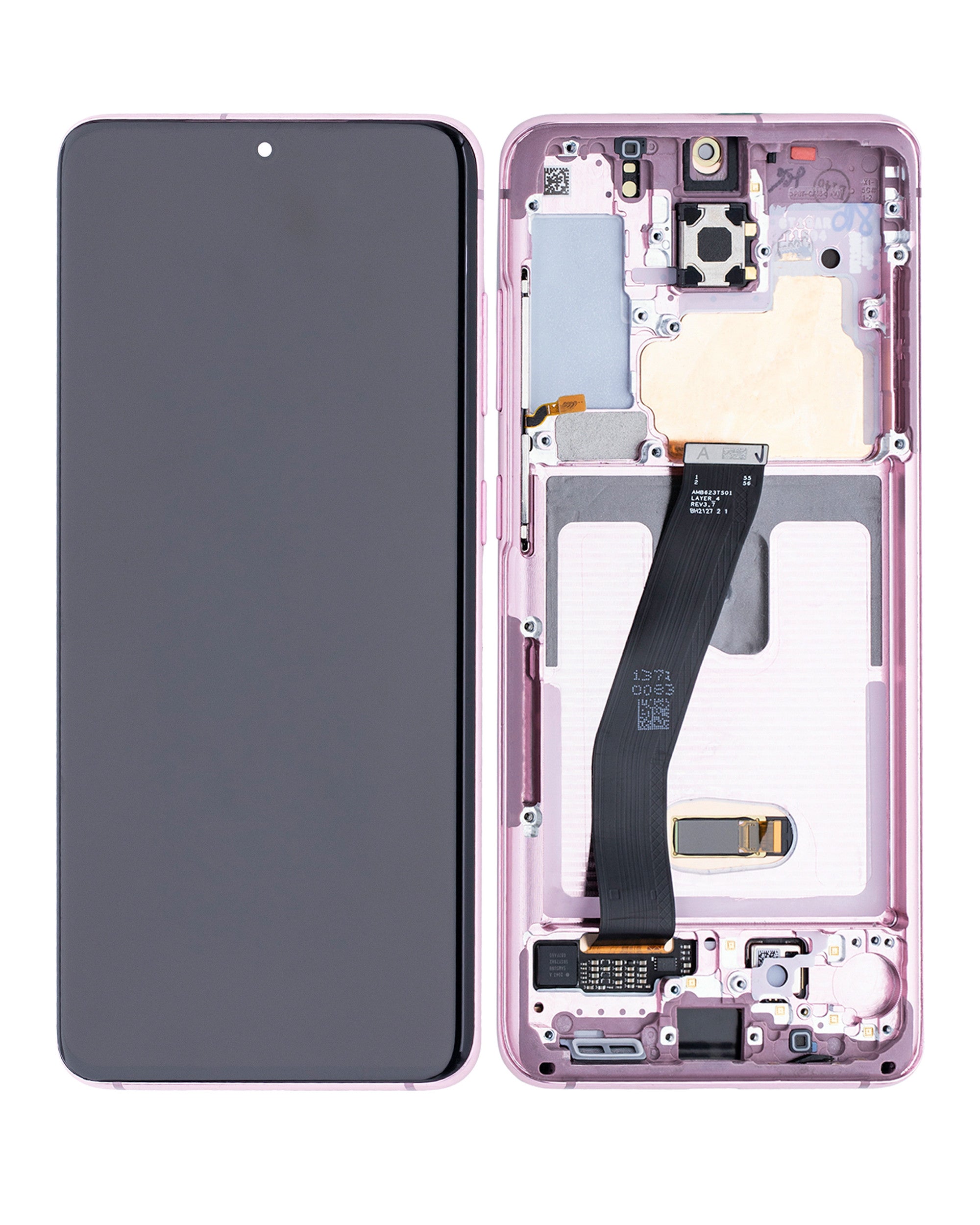 OLED-Display mit Rahmen für Samsung Galaxy S20 5G (Verizon 5G UW Frame Only) (gebrauchter OEM-Ausbau, Qualität B/C) (Cloud Pink)