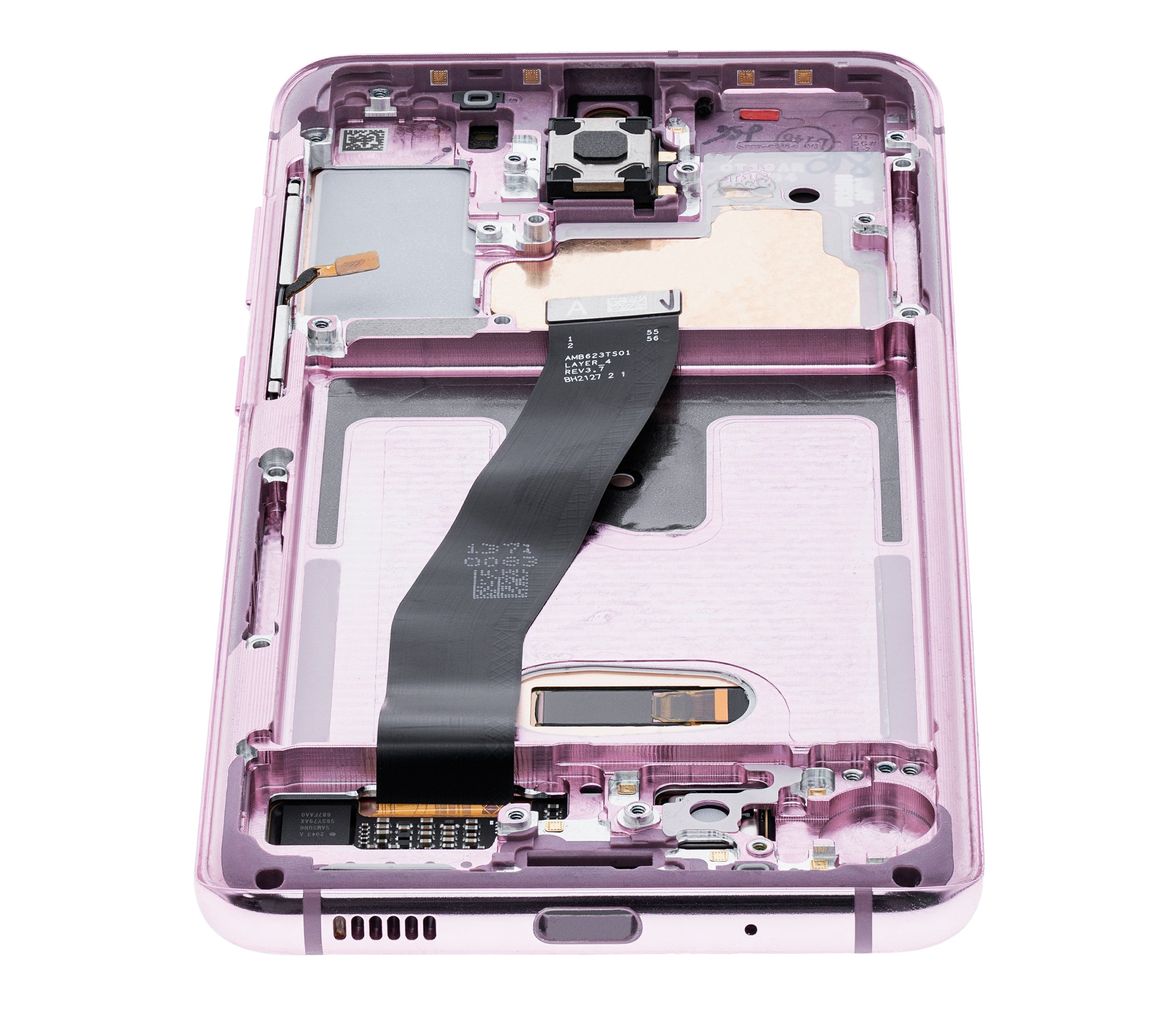 OLED-Display mit Rahmen für Samsung Galaxy S20 5G (Verizon 5G UW Frame Only) (gebrauchter OEM-Ausbau, Qualität B/C) (Cloud Pink)