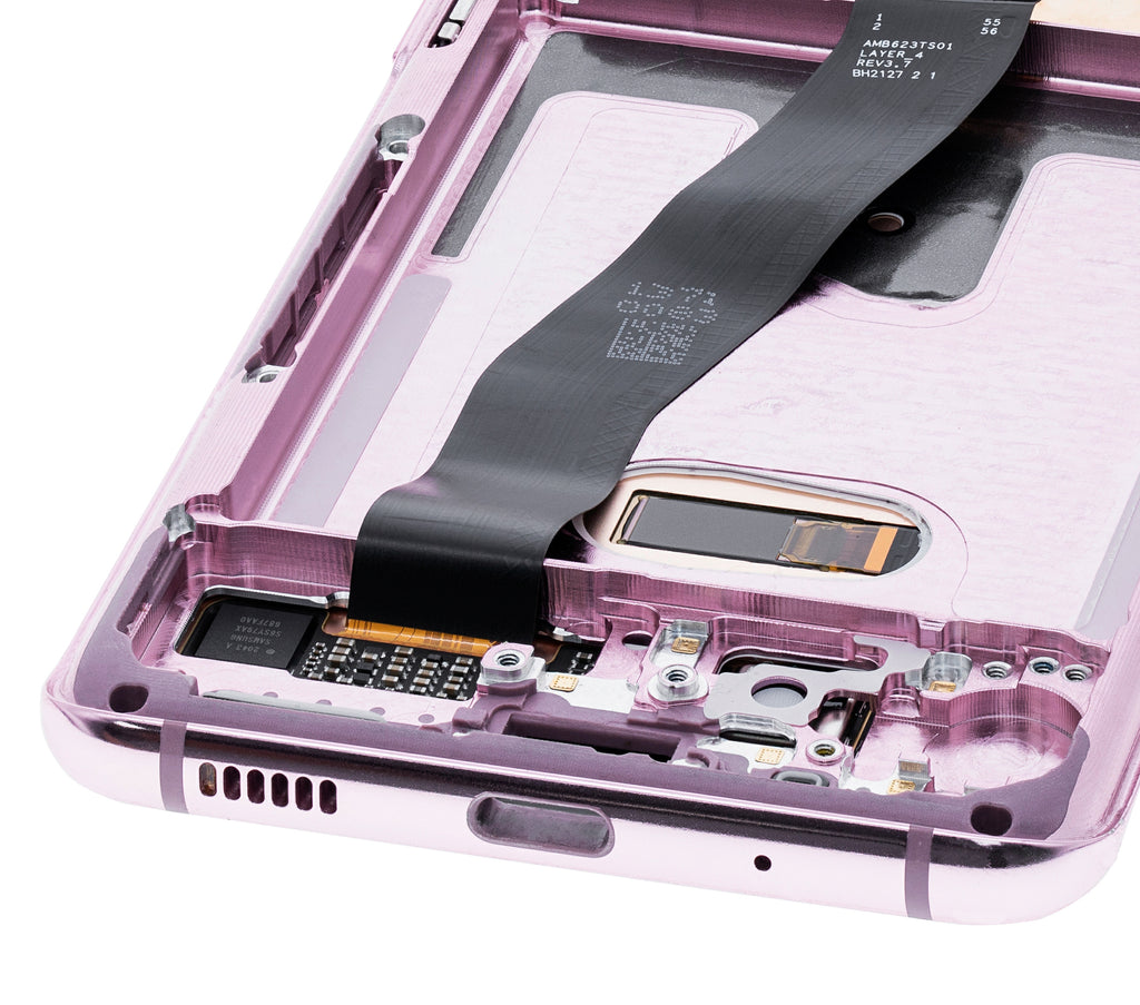 OLED-Display mit Rahmen für Samsung Galaxy S20 5G (Verizon 5G UW Frame Only) (gebrauchter OEM-Ausbau, Qualität B/C) (Cloud Pink)