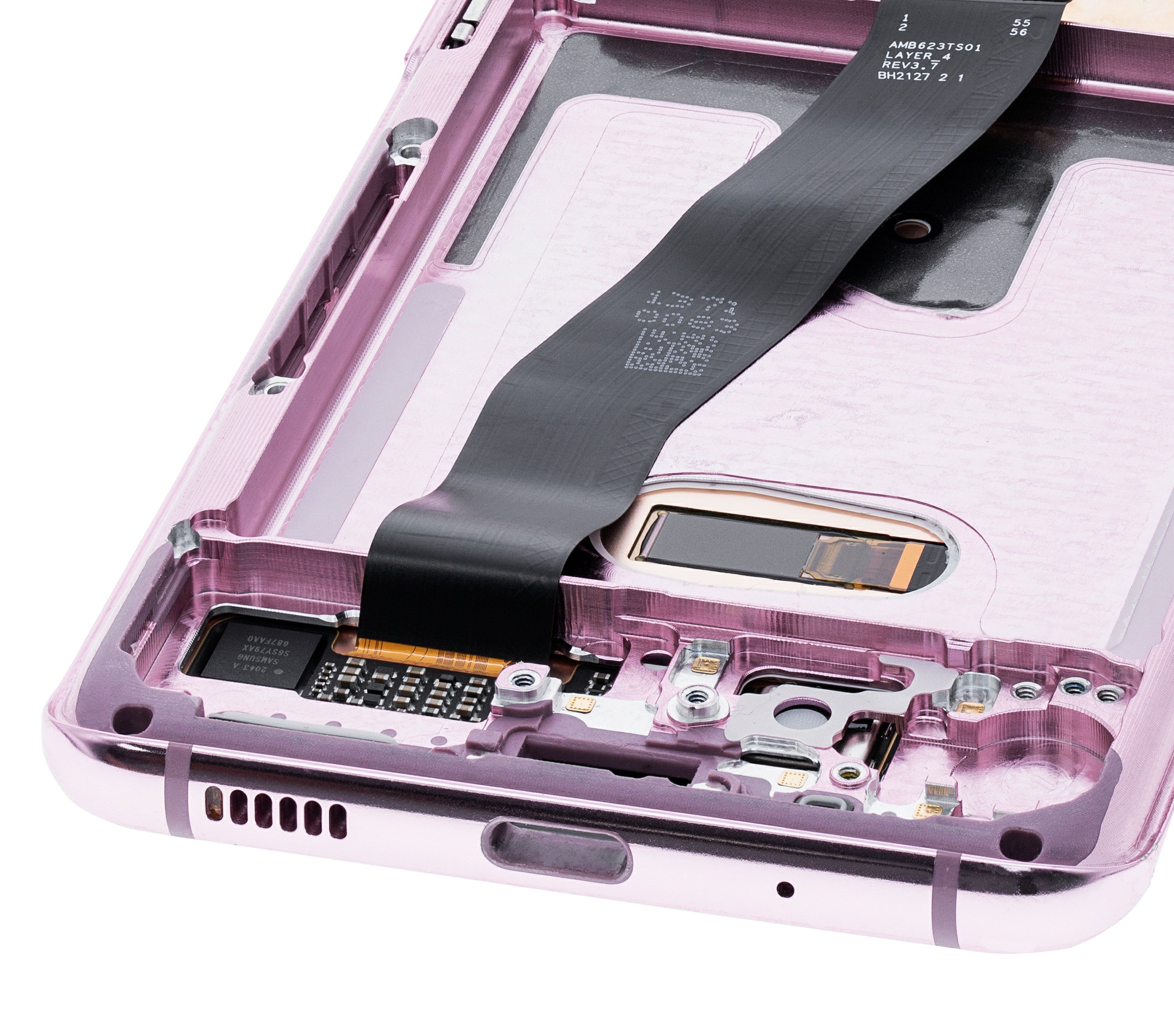 OLED-Display mit Rahmen für Samsung Galaxy S20 5G (Verizon 5G UW Frame Only) (gebrauchter OEM-Ausbau, Qualität B/C) (Cloud Pink)