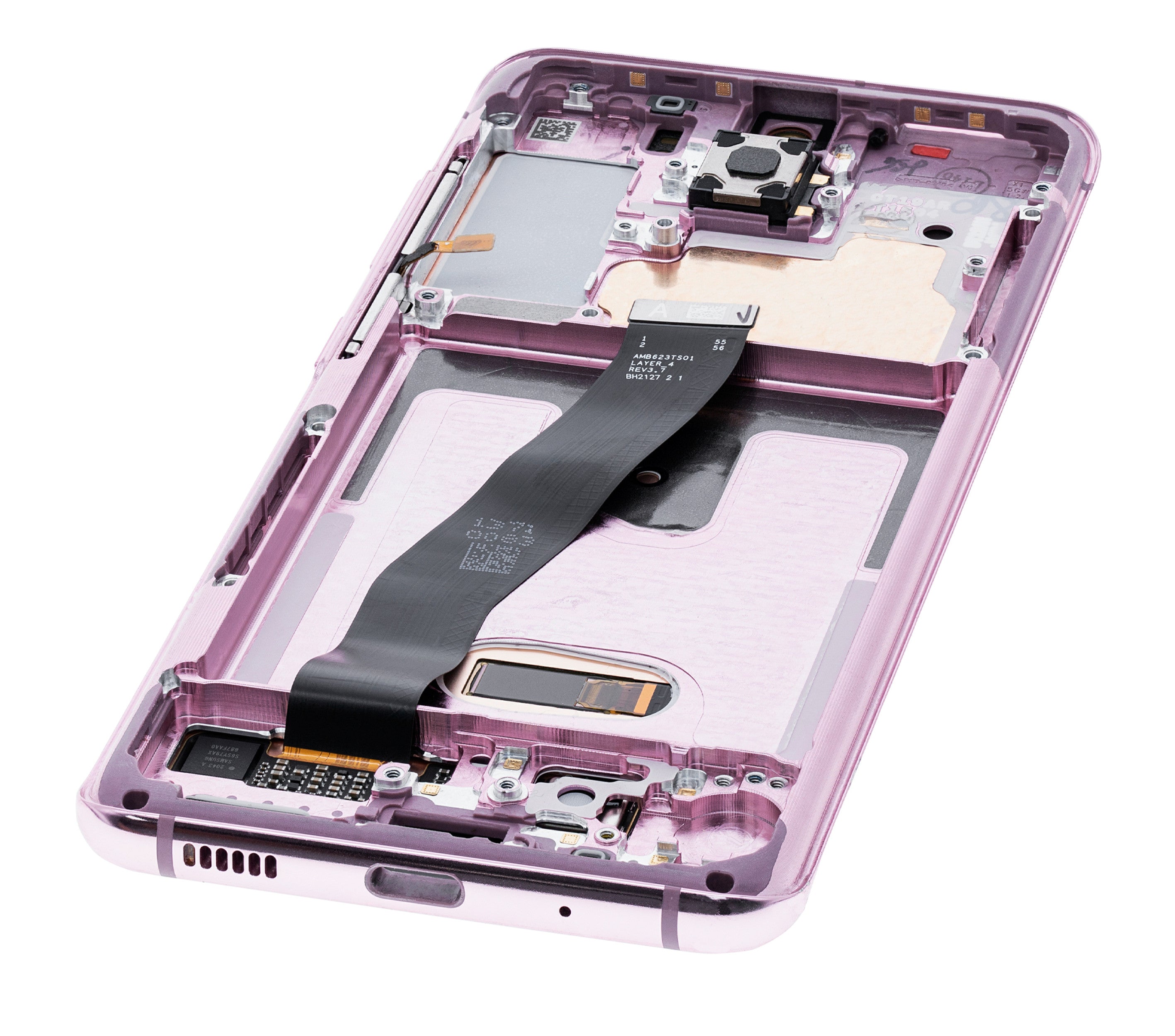 OLED-Display mit Rahmen für Samsung Galaxy S20 5G (Verizon 5G UW Frame Only) (gebrauchter OEM-Ausbau, Qualität B/C) (Cloud Pink)