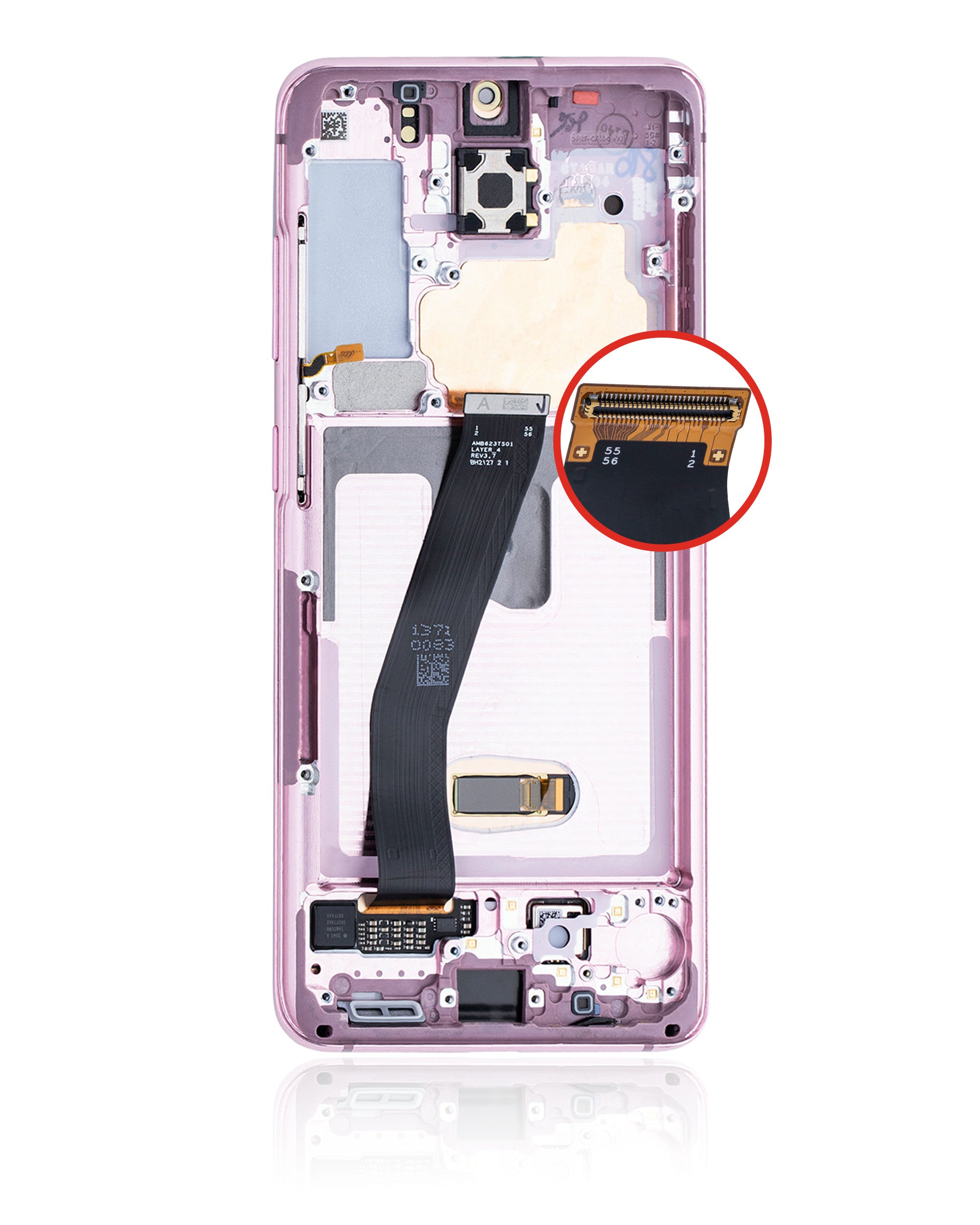 OLED-Display mit Rahmen für Samsung Galaxy S20 5G (Verizon 5G UW Frame Only) (gebrauchter OEM-Ausbau, Qualität B/C) (Cloud Pink)