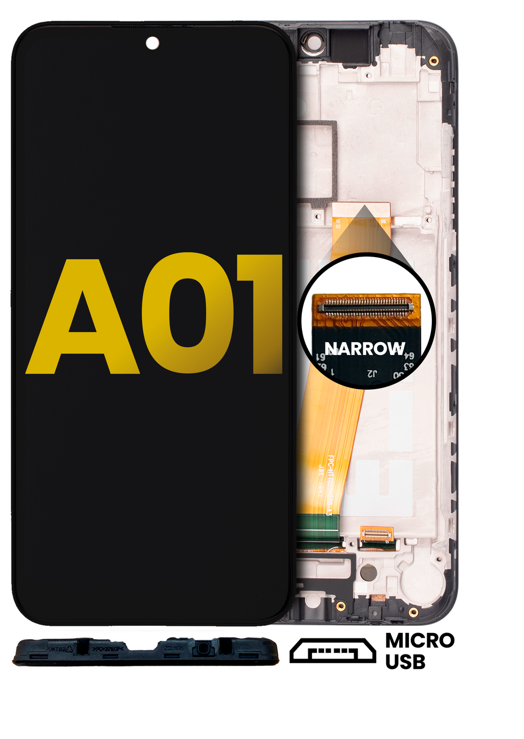 LCD-Display mit Rahmen Samsung Galaxy A01 Micro-USB generalüberholt