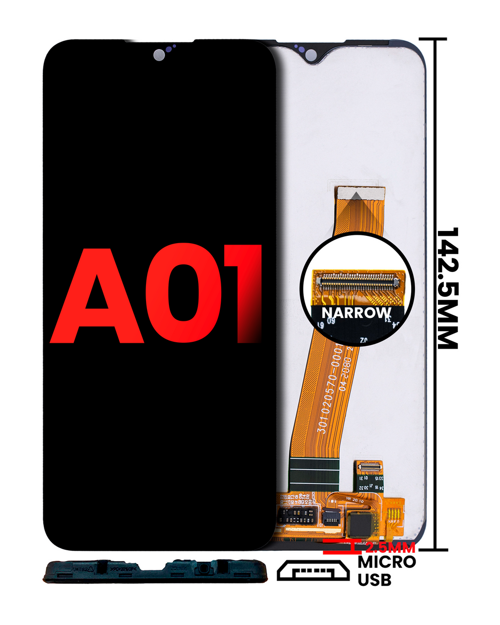 LCD-Display ohne Rahmen für Samsung A01 (Micro-USB) (Incell)
