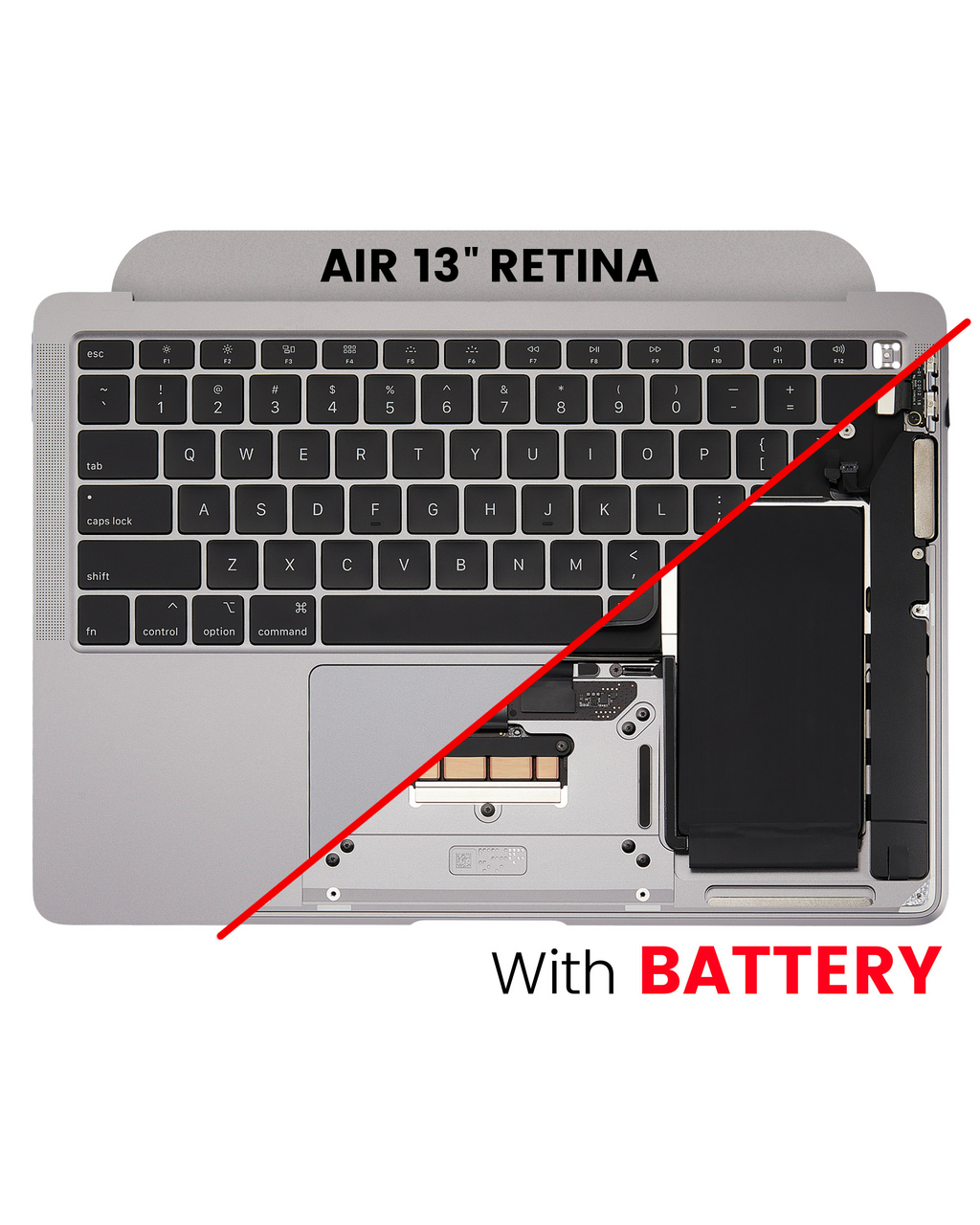 Top Case with Battery and Keyboard for MacBook Air 13" A2179 (2020) (US Keyboard) (used OEM pull, Quality B/C) (Space Gray)