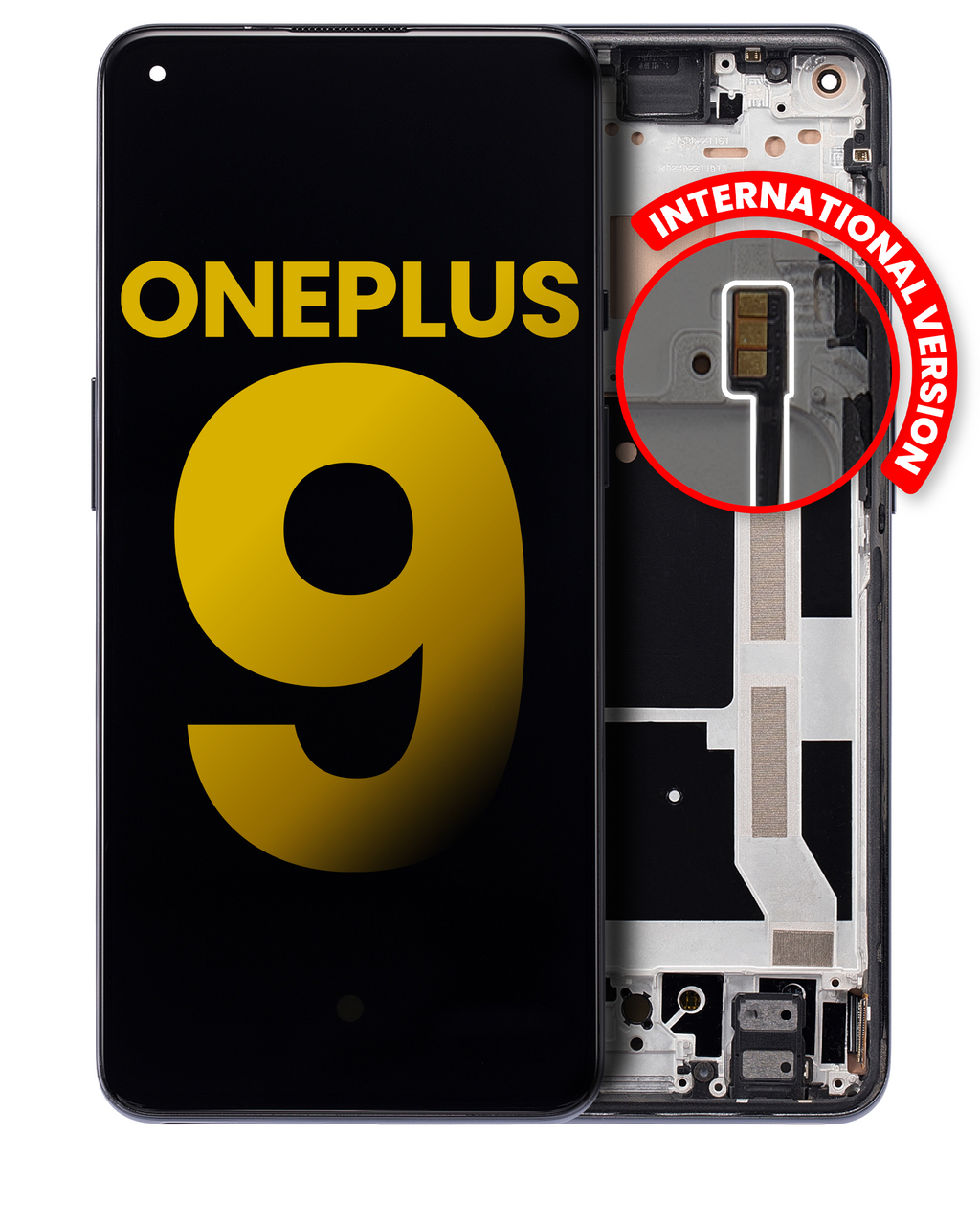 OLED-Display mit Rahmen für OnePlus 9 - Generalüberholt - Astral Black