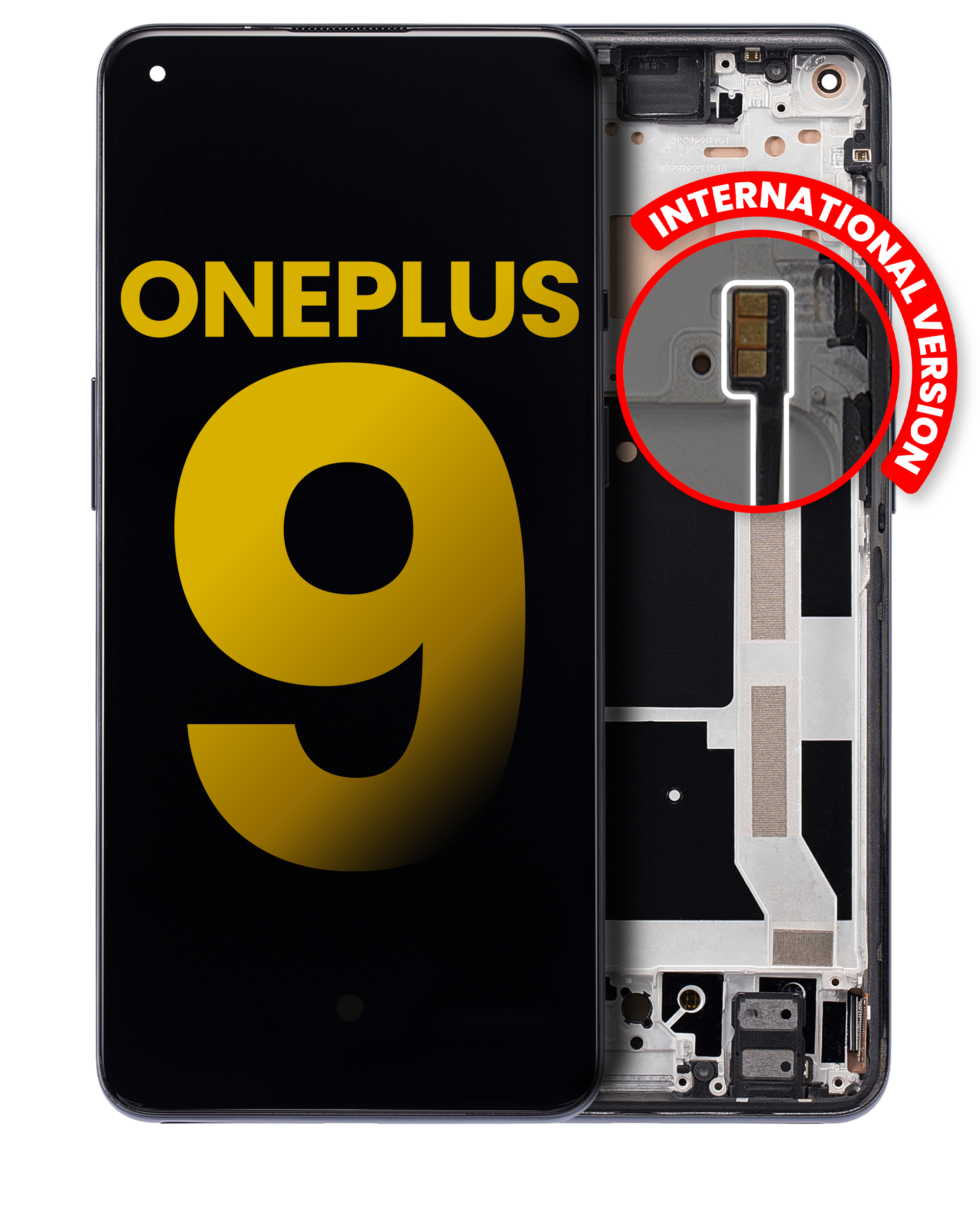OLED-Display mit Rahmen für OnePlus 9 - Generalüberholt - Astral Black
