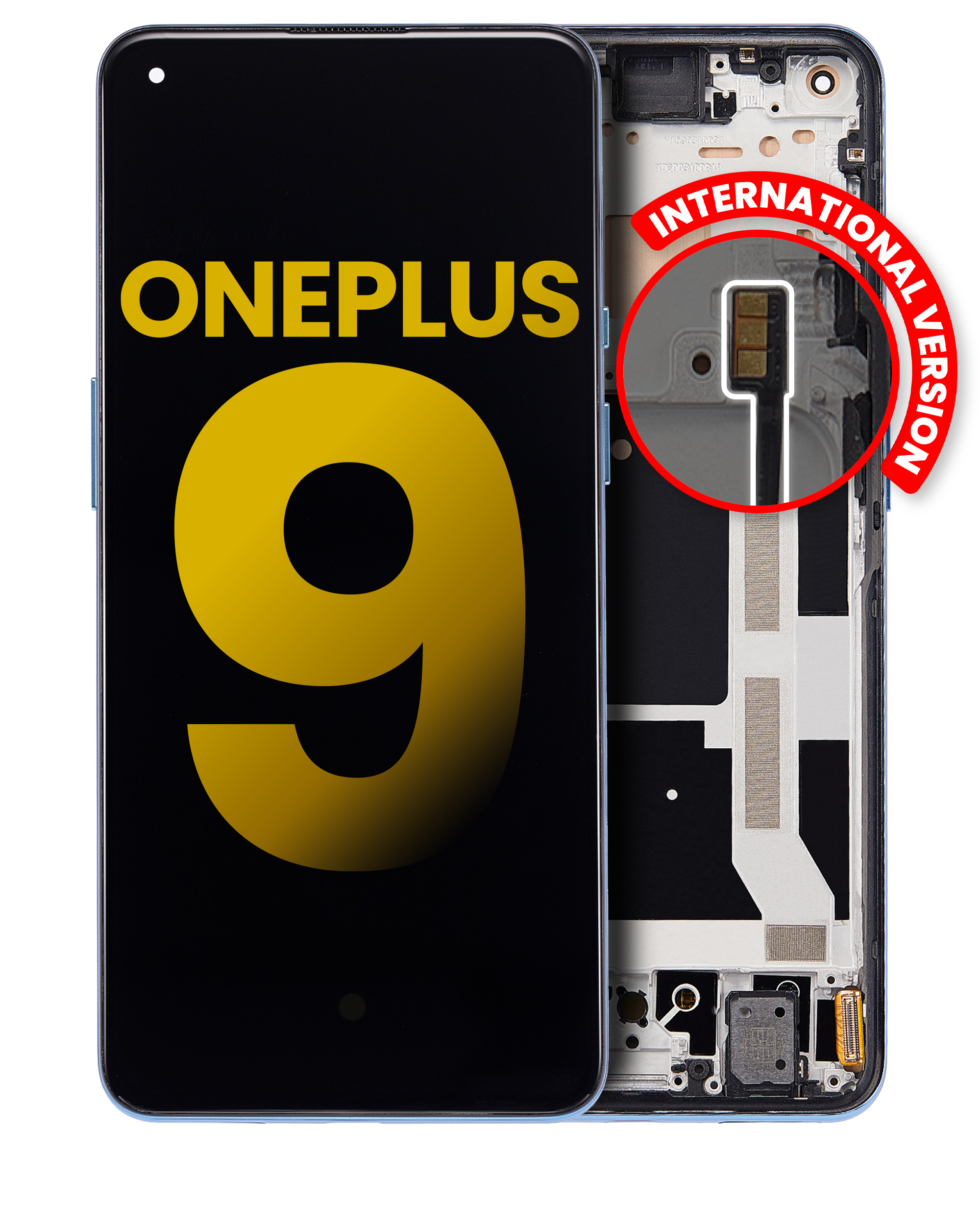 OLED Display with Frame for OnePlus 9 (International Version) (Refurbished) (Arctic Sky)
