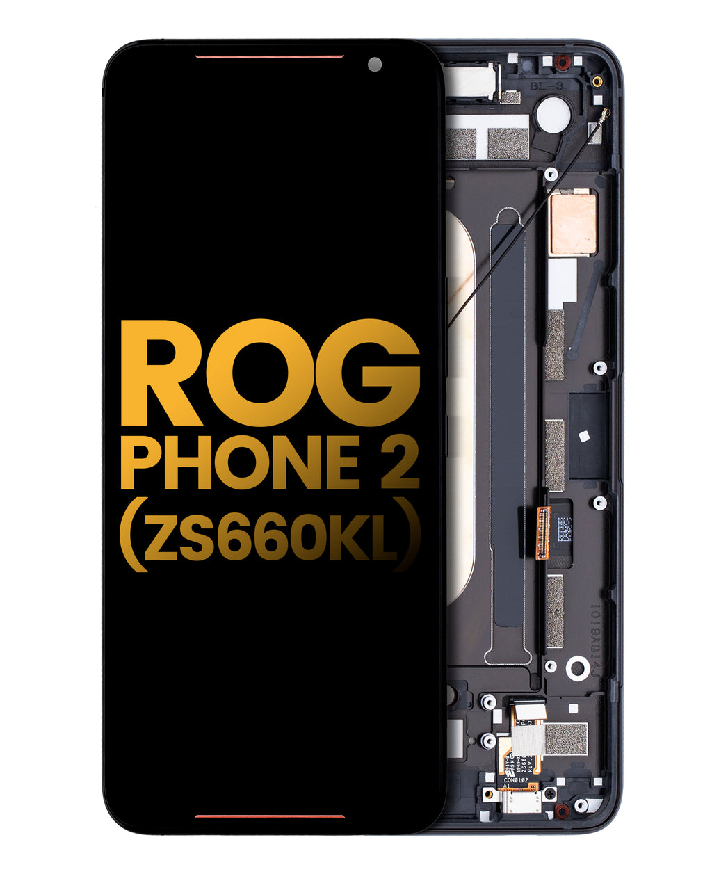 OLED Display with Frame for Asus ROG Phone 2 (ZS660KL) (Refurbished) (Matte Black)