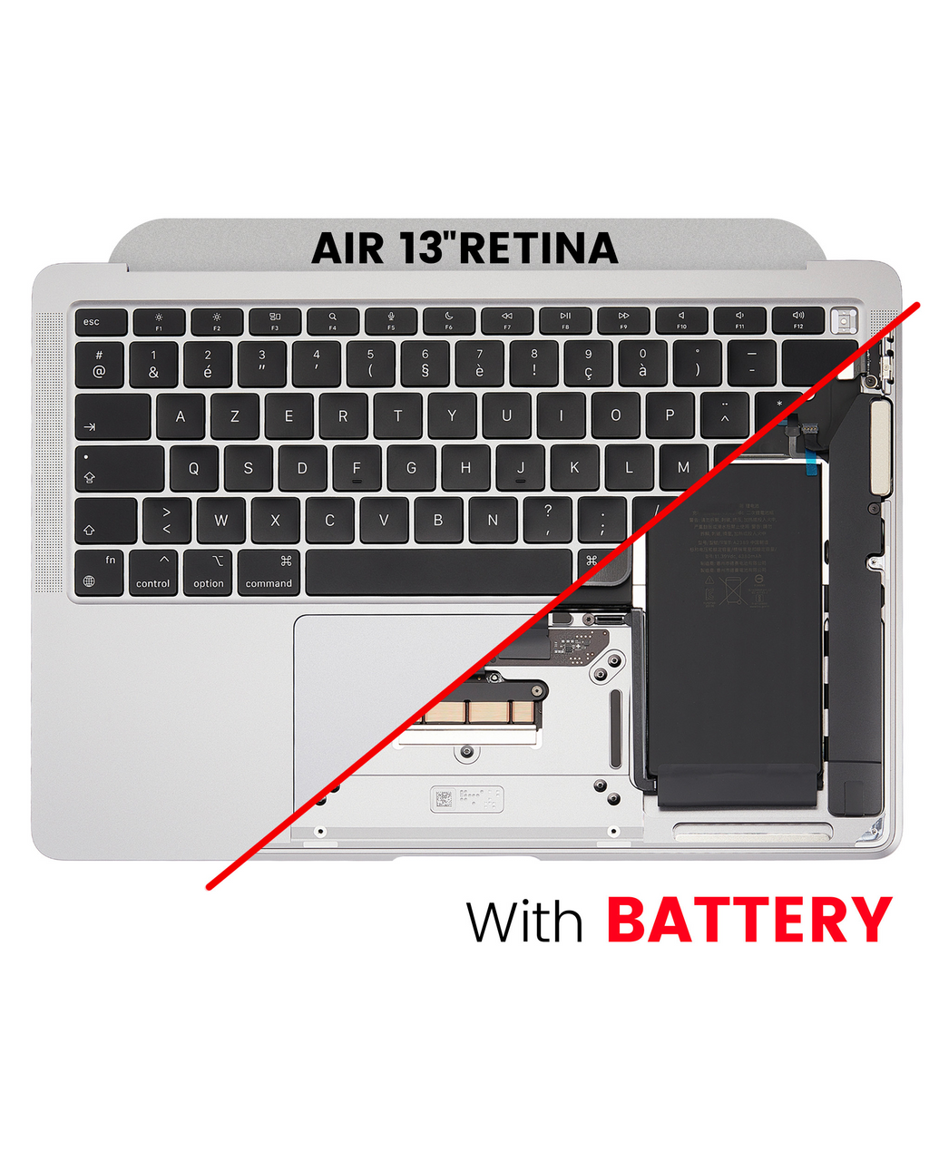 Top case with battery and keyboard for MacBook Air 13" A2337 (2020) (used OEM removal, quality B/C) (US keyboard) Space Gray