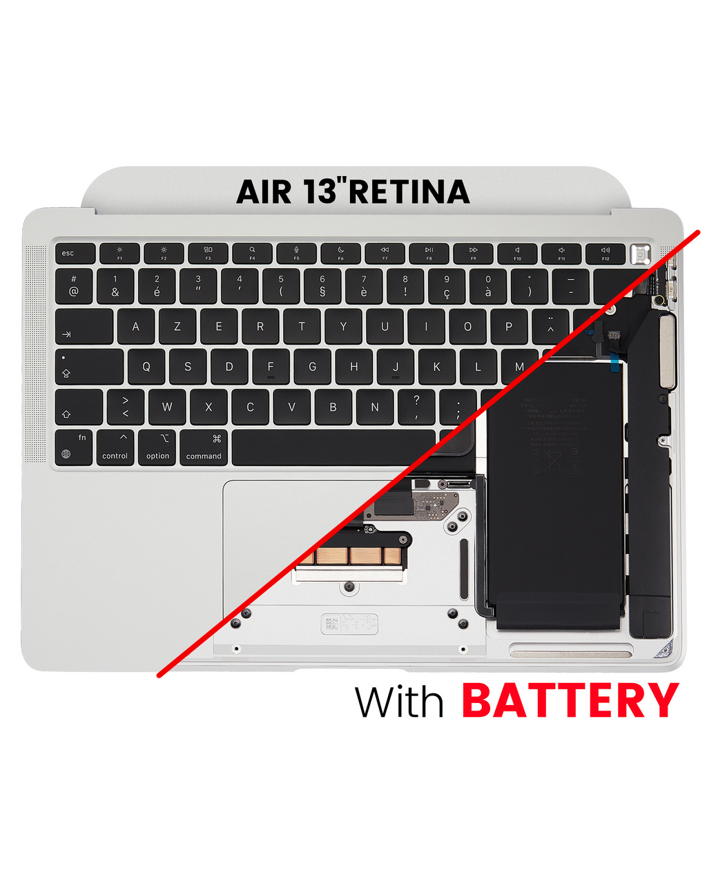 Topcase with Battery and Keyboard for MacBook Air 13" A2337 (2020) (US Keyboard) (used OEM part, B/C quality) (Silver)