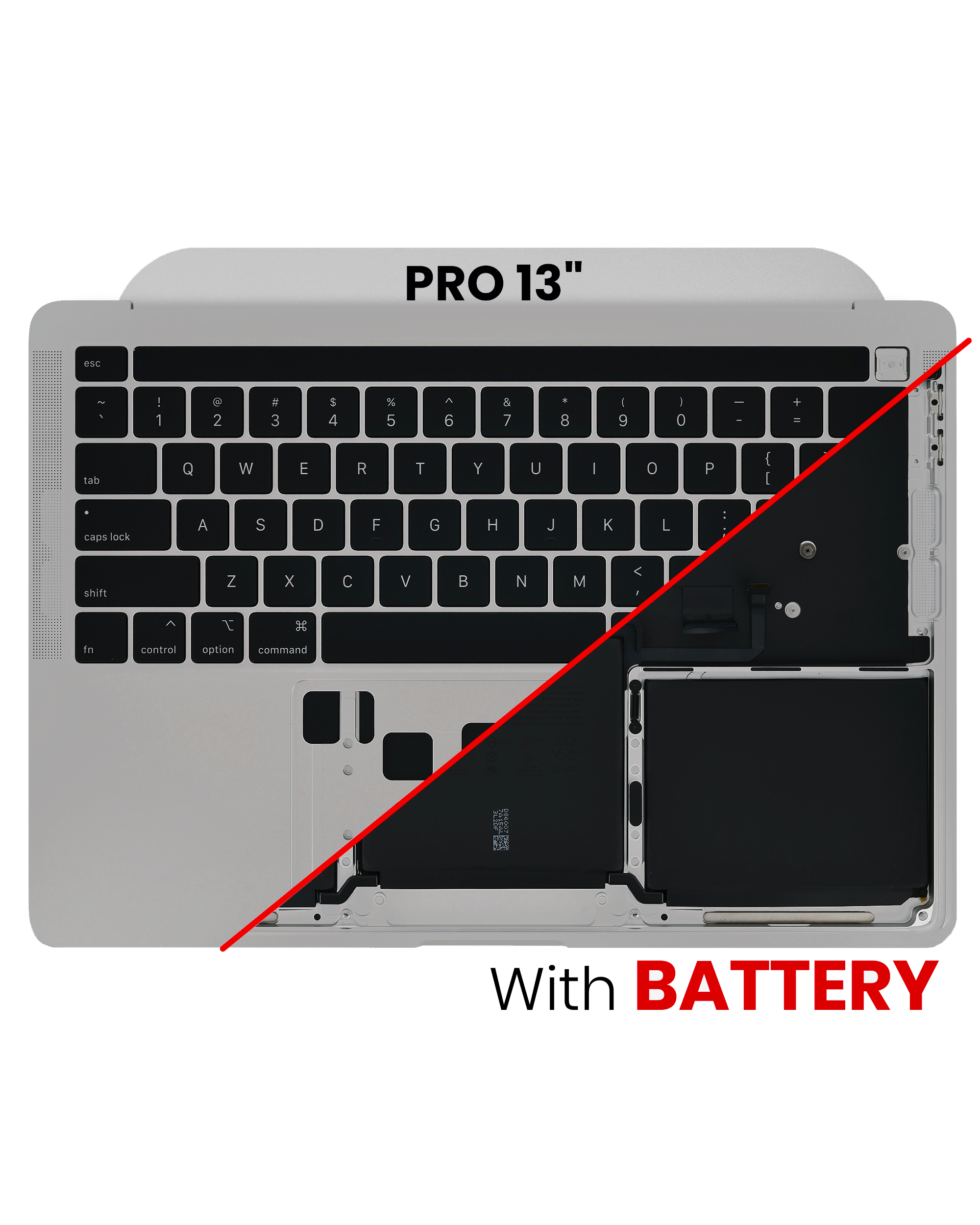 Topcase with Battery and Keyboard for MacBook Pro 13" A2338 (2020) – Used OEM Part, Grade B/C, US Keyboard, Space Gray