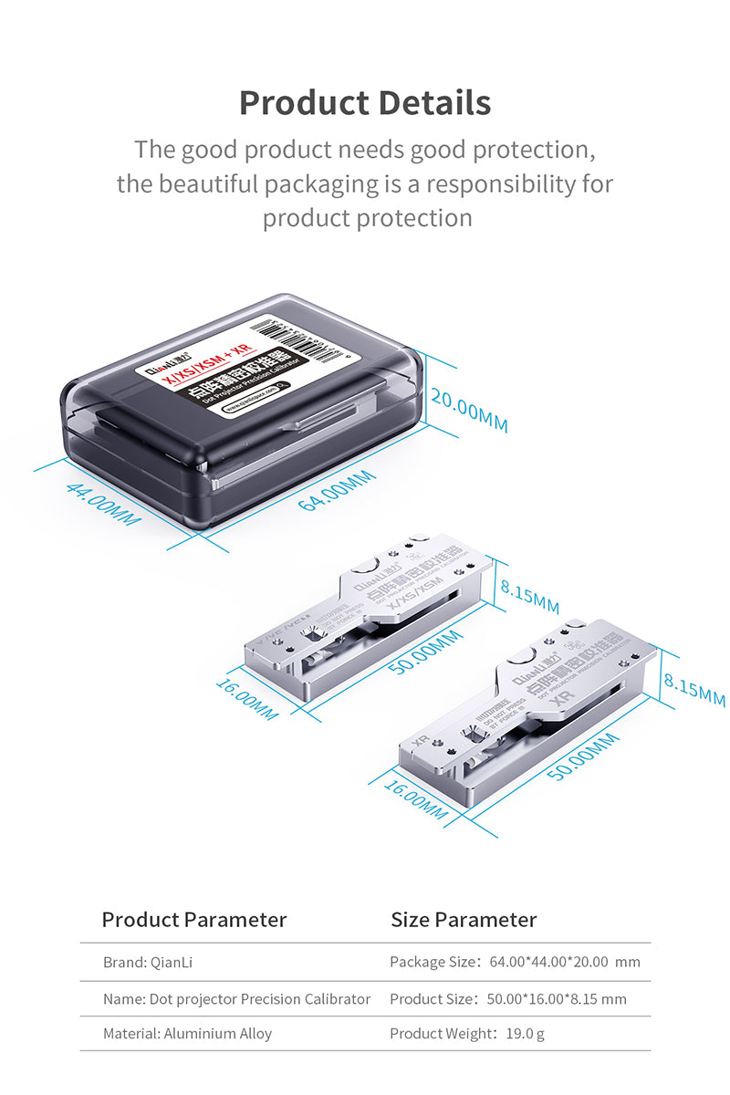 Qianli iD Face Punktprojektor Kalibrator-Set Aluminium für iPhone X/XS/XR/XS Max