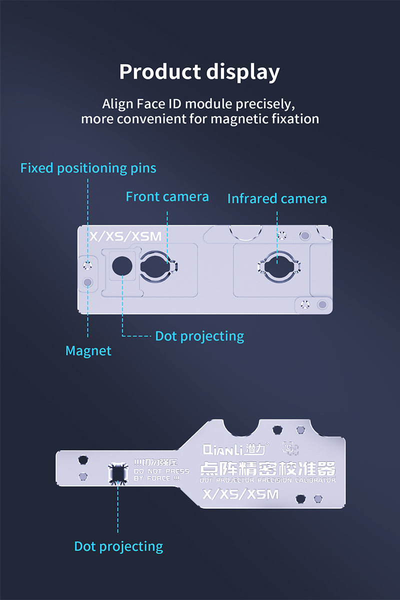 Qianli iD Face Punktprojektor Kalibrator-Set Aluminium für iPhone X/XS/XR/XS Max
