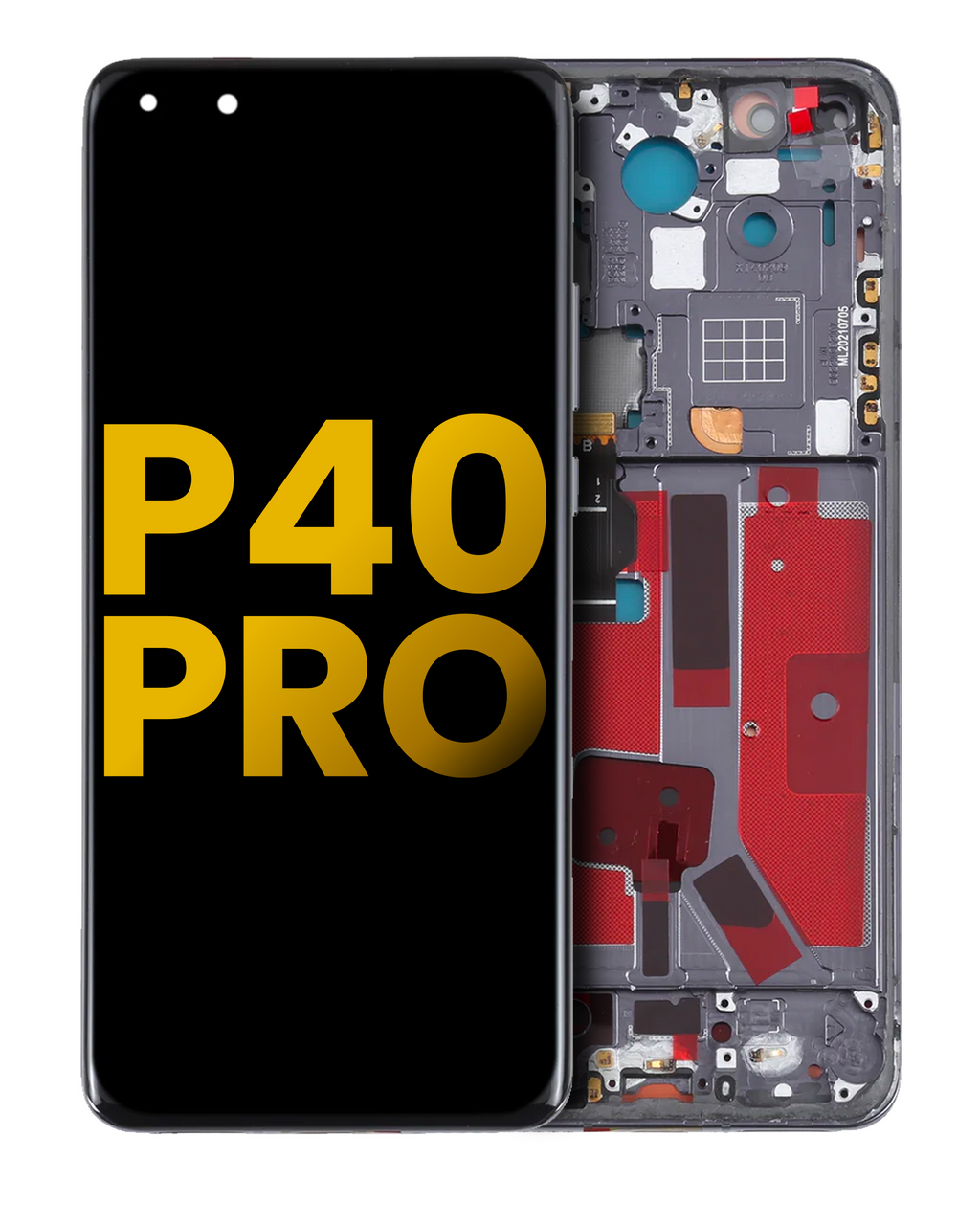 OLED Display with Frame for Huawei P40 Pro (Refurbished) (Black)