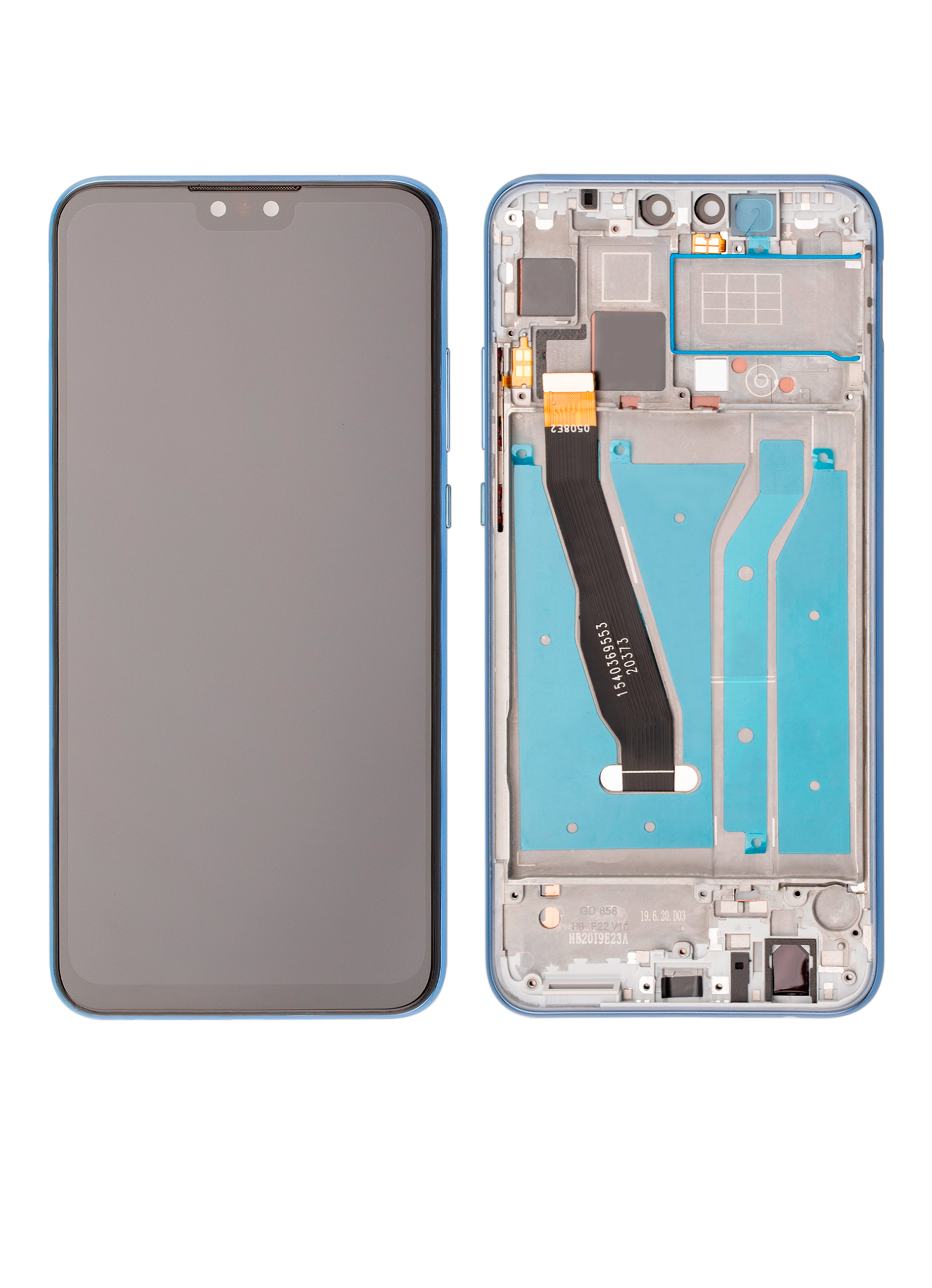 LCD-Display mit Rahmen für Huawei Y9 (2019) (Refurbished) (Aurora Purple)