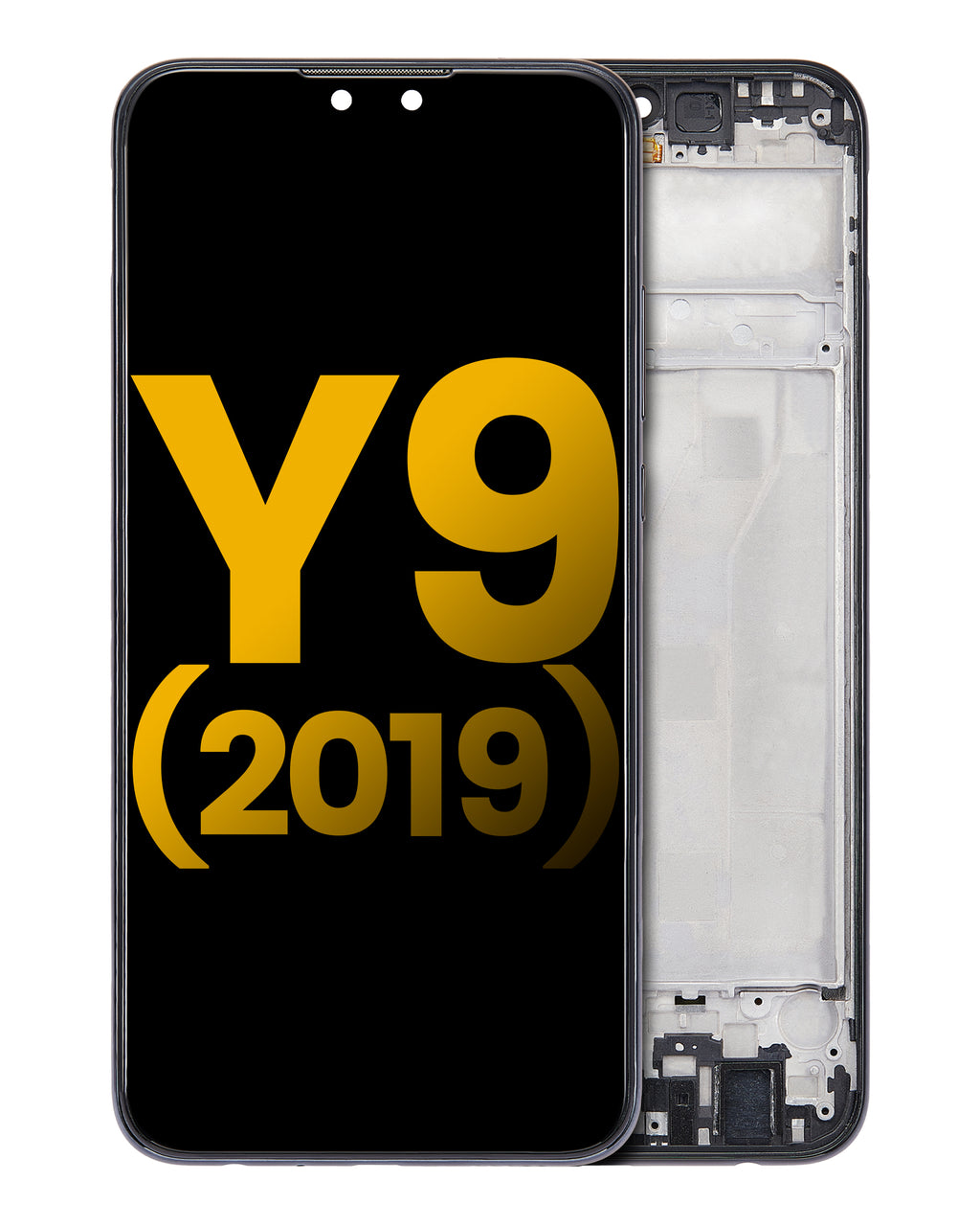 LCD-Display mit Rahmen für Huawei Y9 (2019) (Refurbished) (Midnight Schwarz)