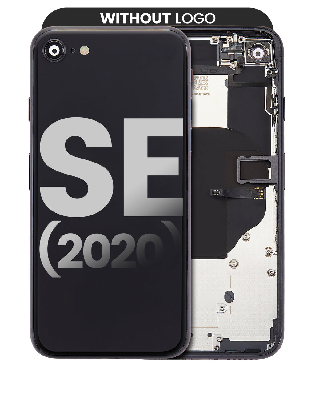 Back Cover/Frame with Pre-installed Small Parts for iPhone SE (2020) (without Logo) (Aftermarket Plus) (Black)