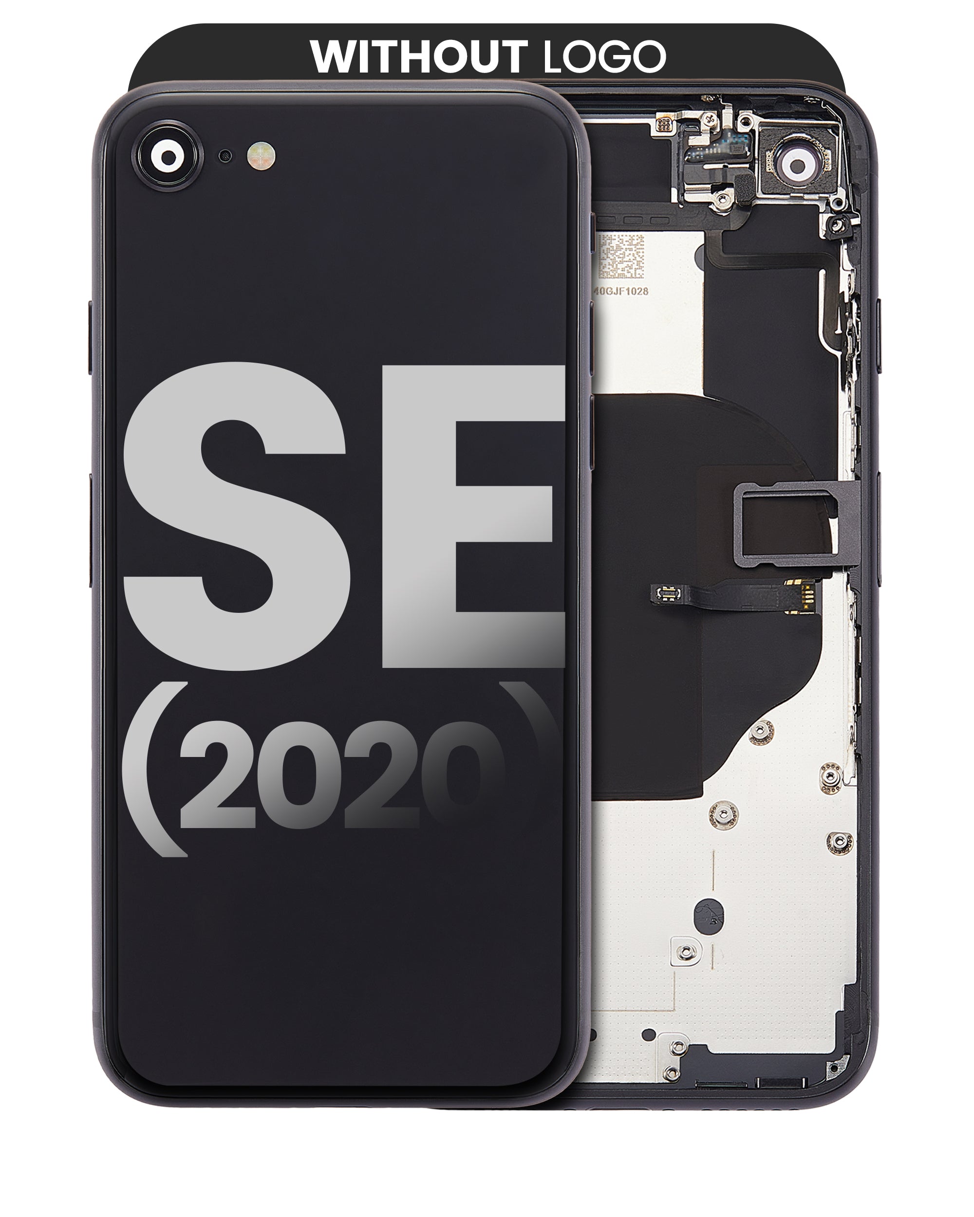 Back Cover/Frame with Pre-installed Small Parts for iPhone SE (2020) (without Logo) (Aftermarket Plus) (Black)