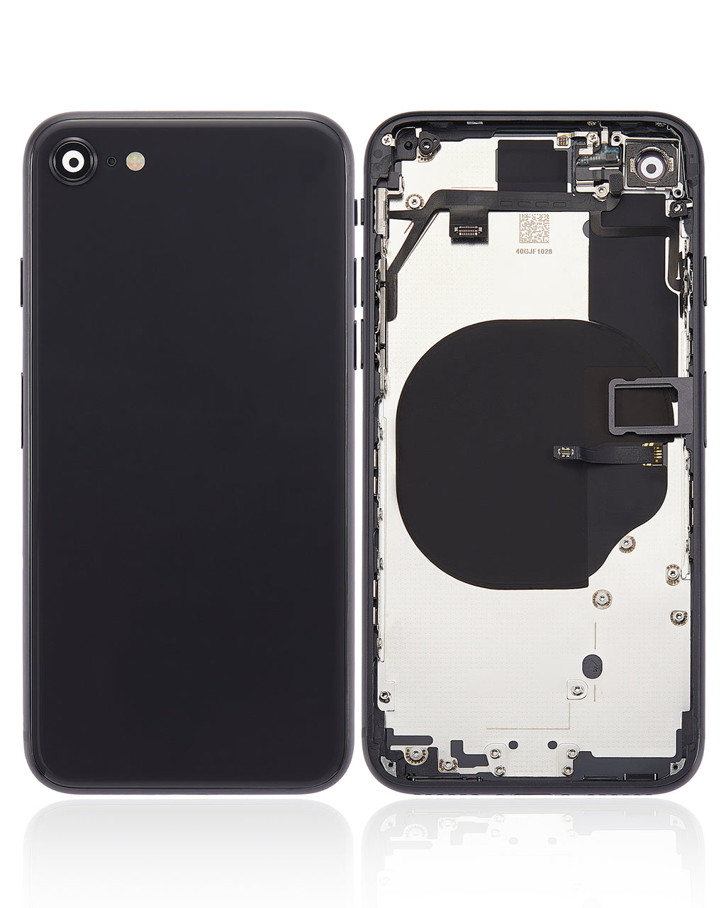 Back Cover/Frame with Pre-installed Small Parts for iPhone SE (2020) (without Logo) (Aftermarket Plus) (Black)