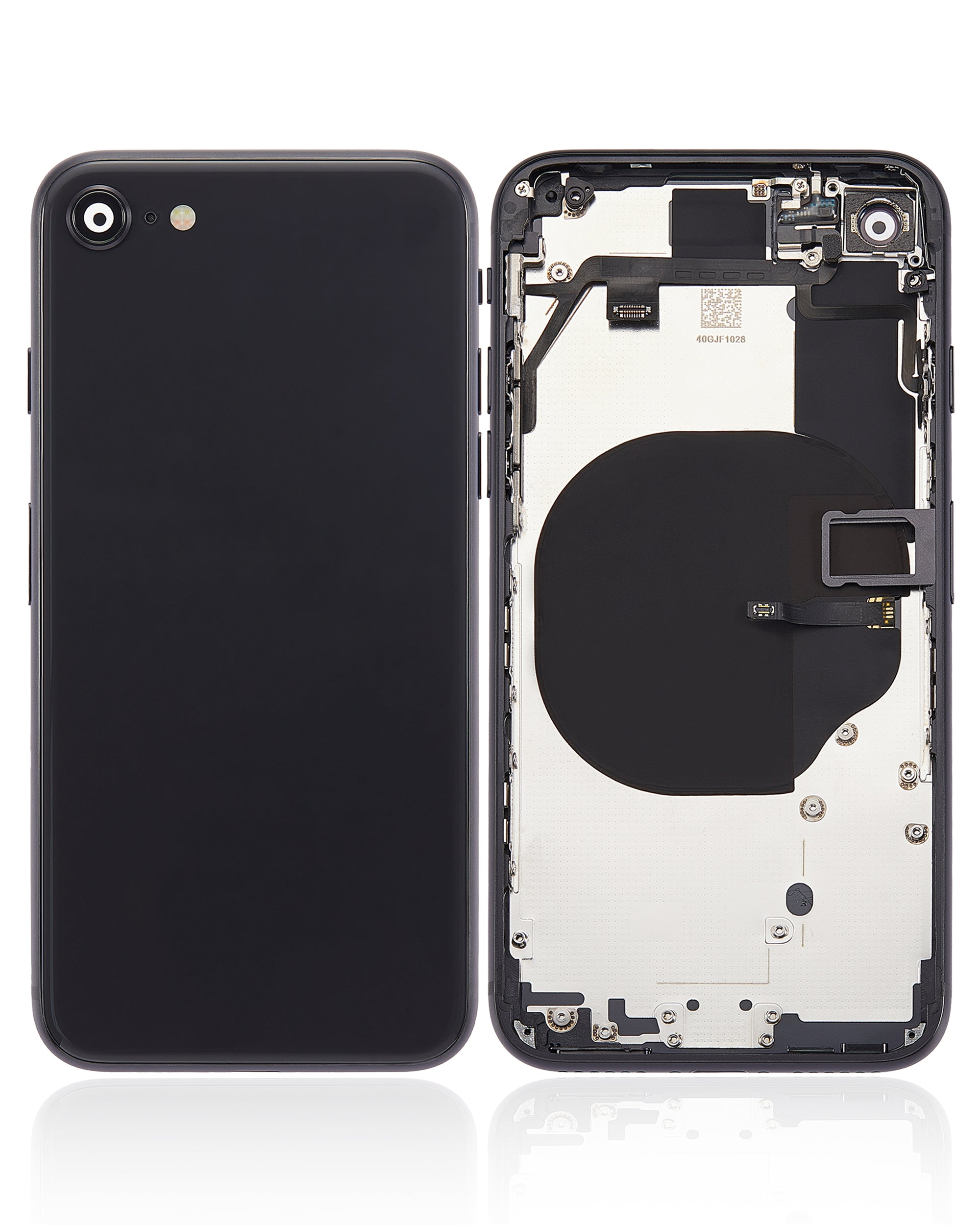 Back Cover/Frame with Pre-installed Small Parts for iPhone SE (2020) (without Logo) (Aftermarket Plus) (Black)