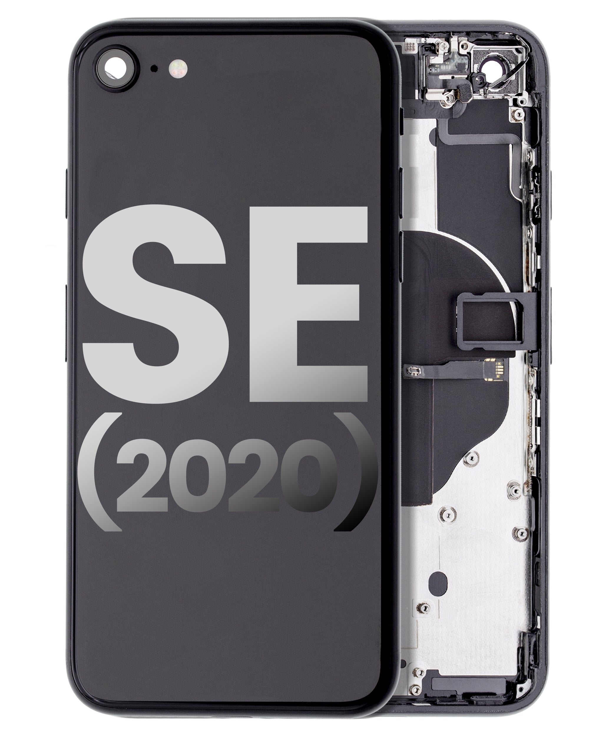 Used OEM Back Cover/Frame with Pre-installed Small Parts for iPhone SE (2020) (Grade C) Black