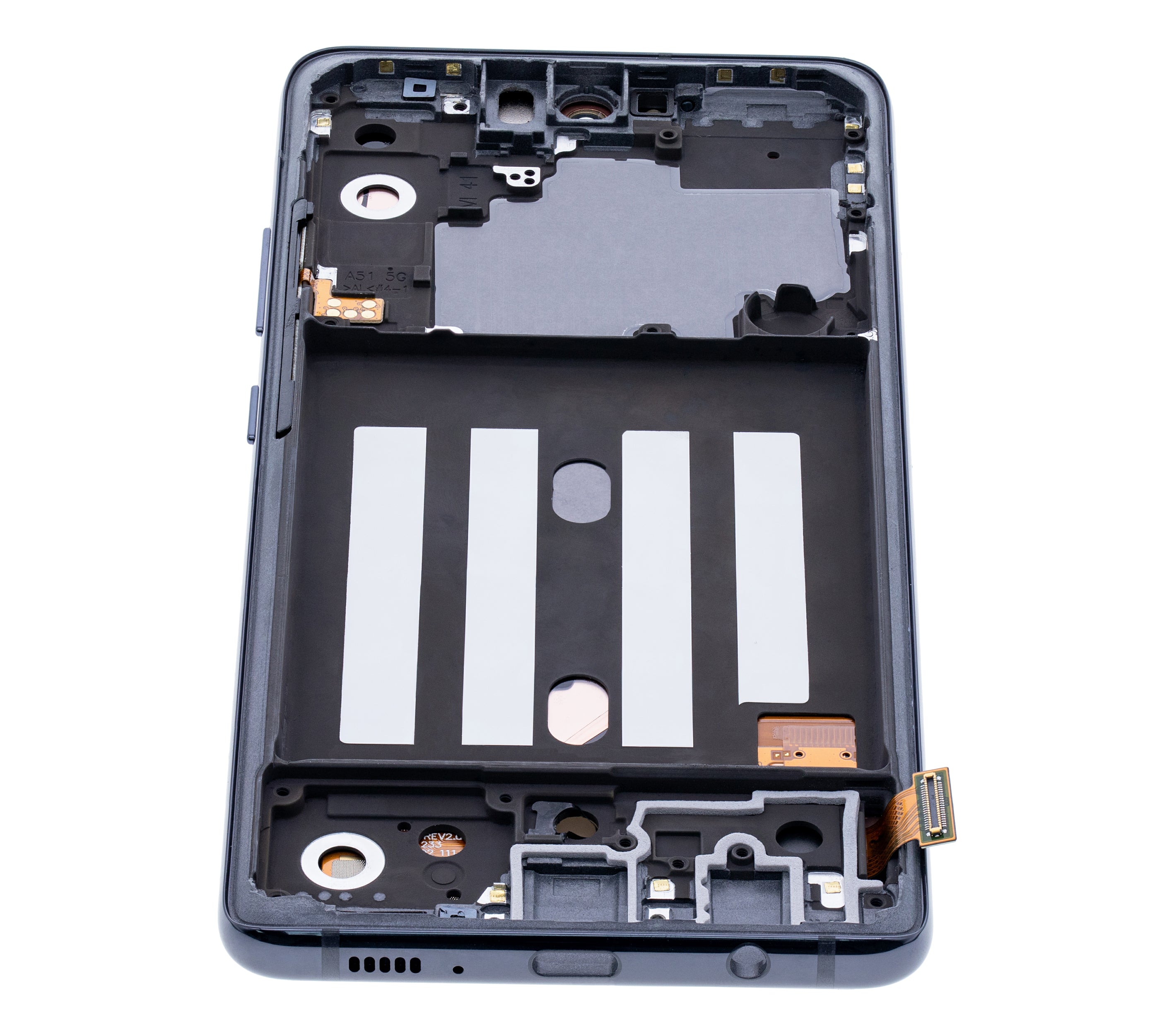 OLED-Display mit Rahmen für Samsung Galaxy A51 5G (A516 / 2020) (Non-Verizon 5G UW Frame) (6.46") (Aftermarket Plus) (Prism Cube Black)