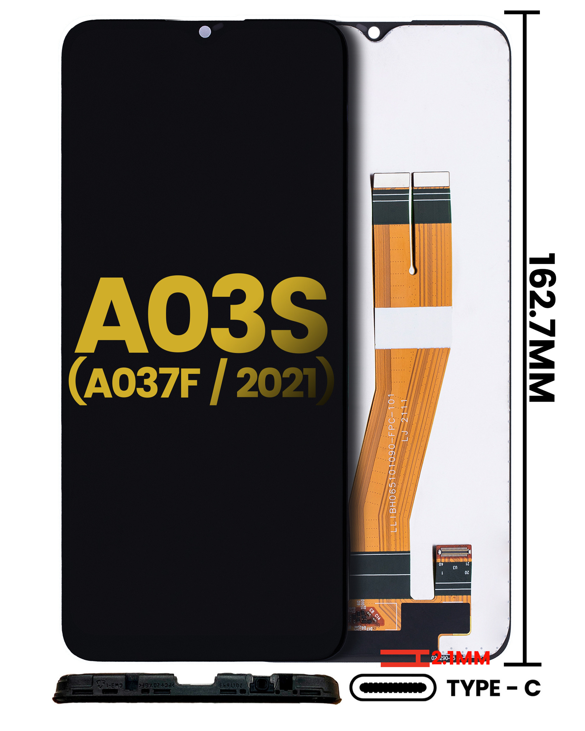 LCD-Display ohne Rahmen Samsung Galaxy A03s A037F Refurbished