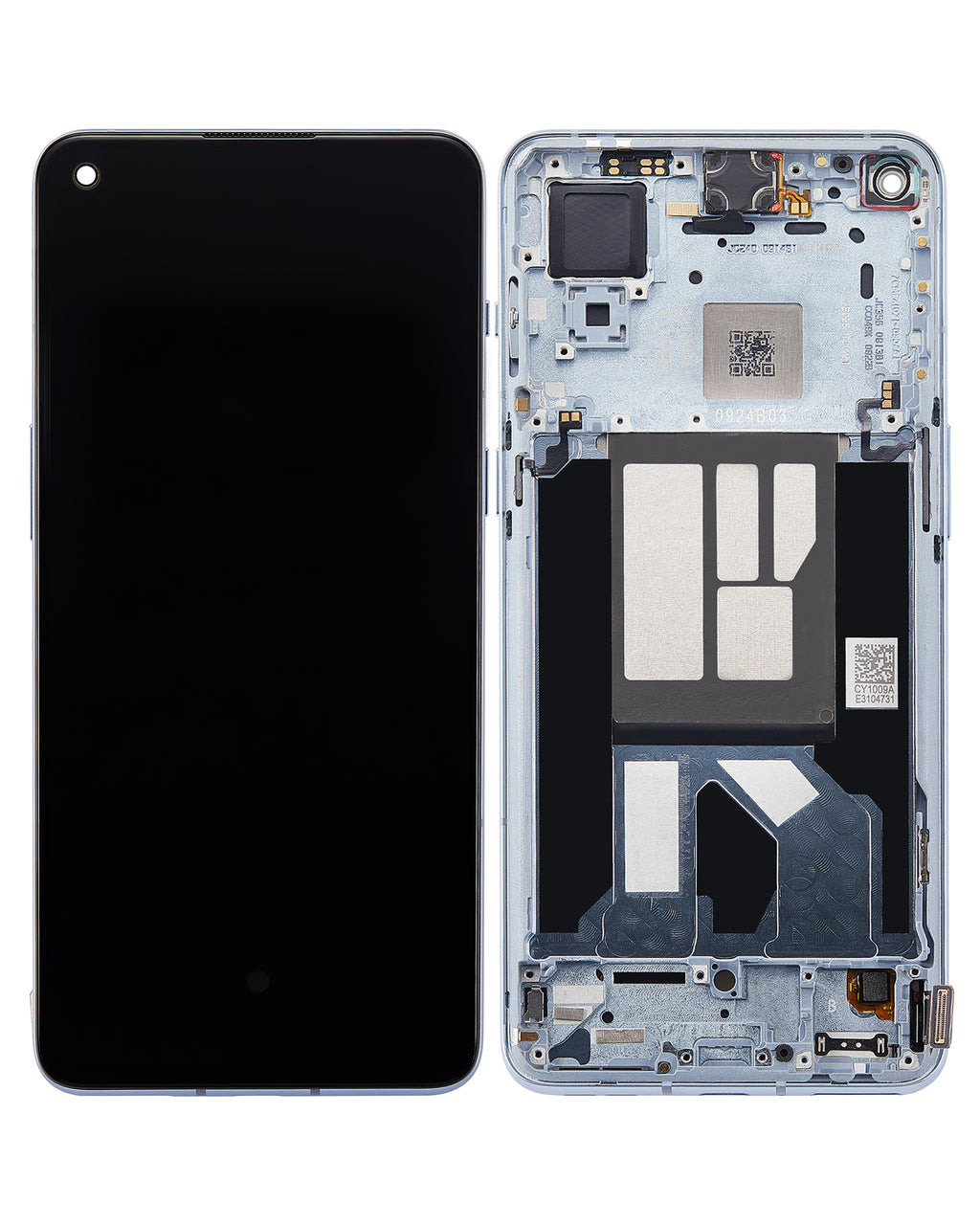 OLED-Display mit Rahmen für OnePlus 9RT 5G (Refurbished) (Nano Silver)