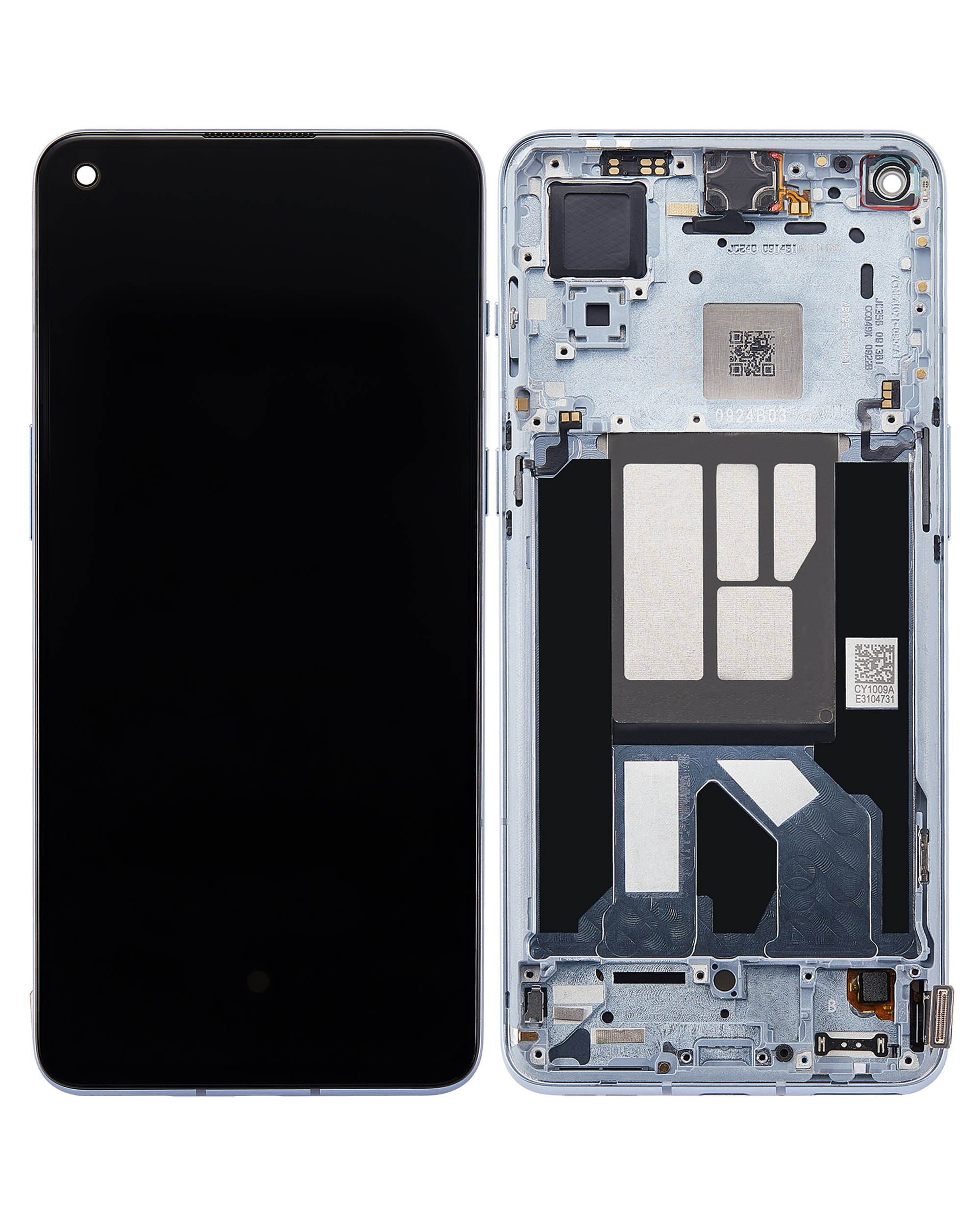 OLED-Display mit Rahmen für OnePlus 9RT 5G (Refurbished) (Nano Silver)