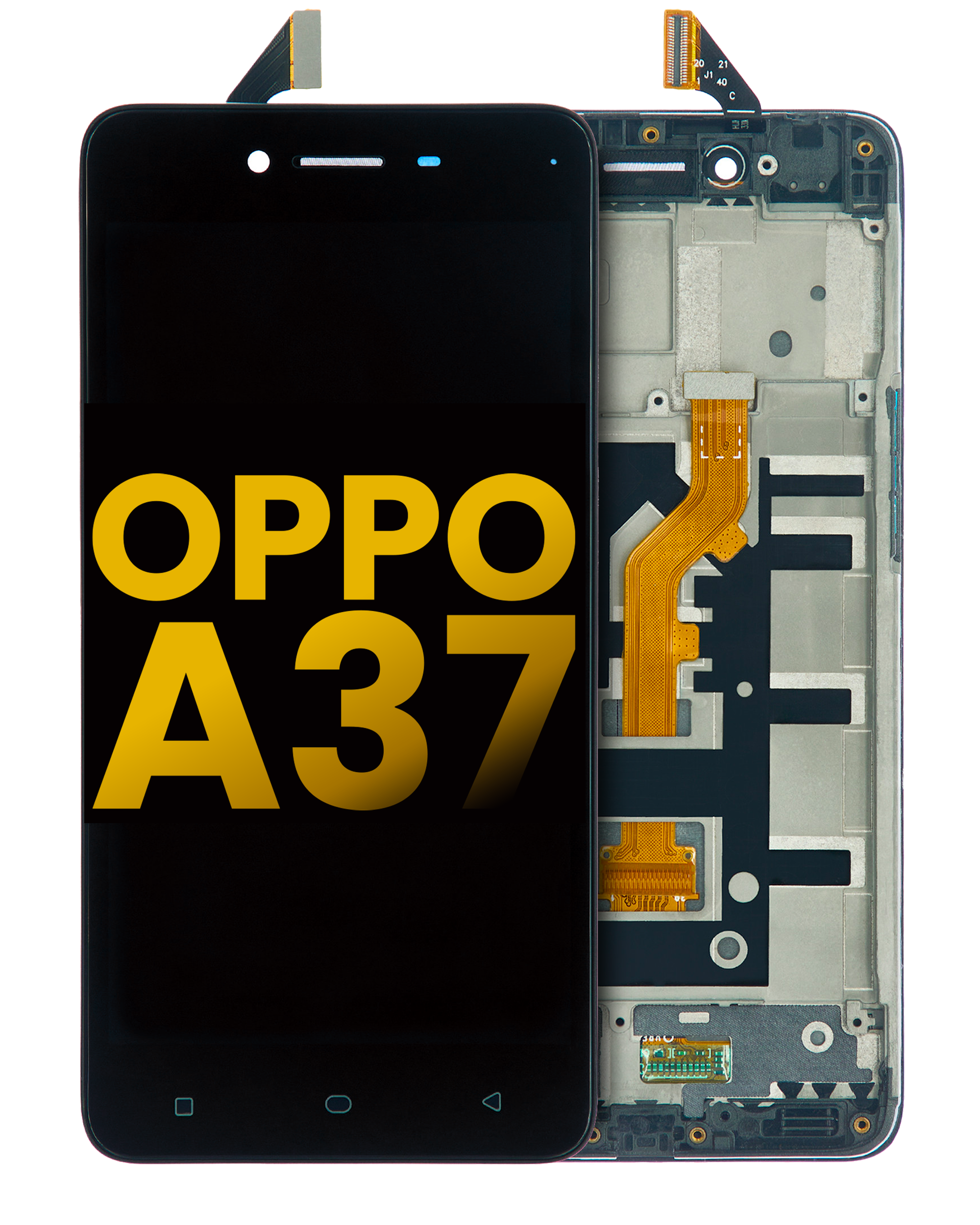 LCD-Display mit Rahmen für OPPO A37 (generalüberholt) (Schwarz)