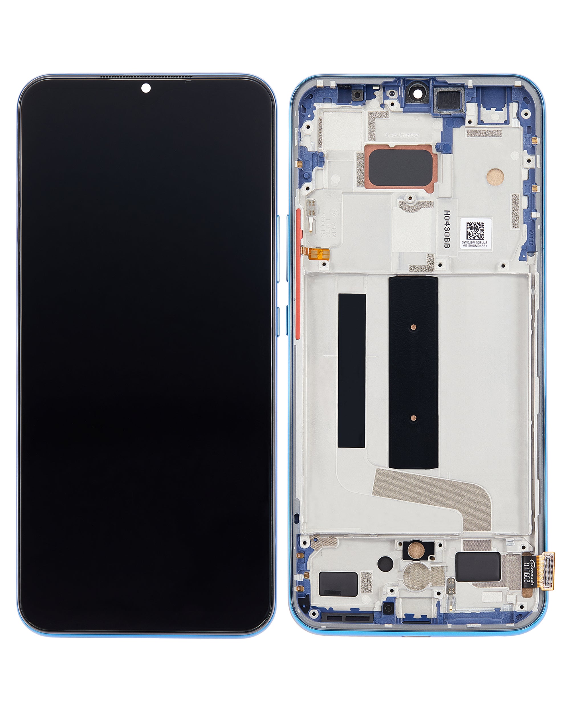 Display mit Rahmen Xiaomi Mi 10 Lite 5G Aurora Blue Aftermarket