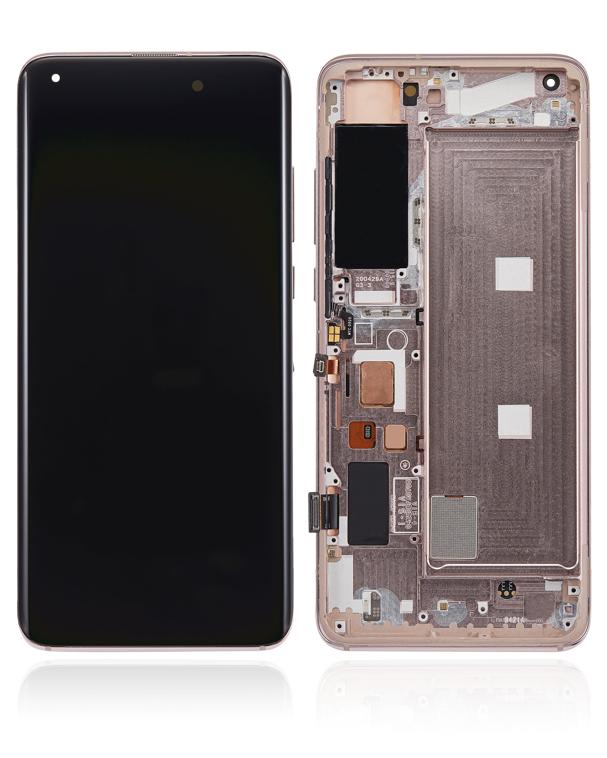 OLED-Display mit Rahmen für Xiaomi Mi 10 5G (Refurbished) (Peach Gold)