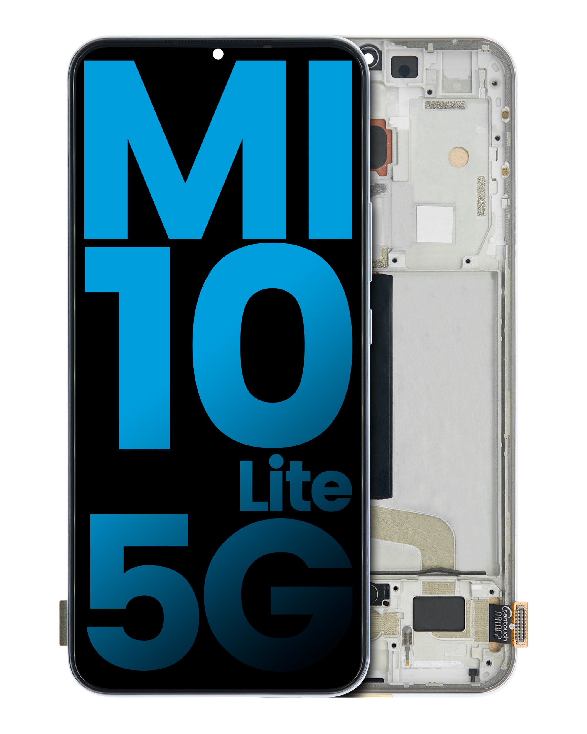 Aftermarket LCD-Display mit Rahmen für Xiaomi Mi 10 Lite 5G, Dream White (Incell