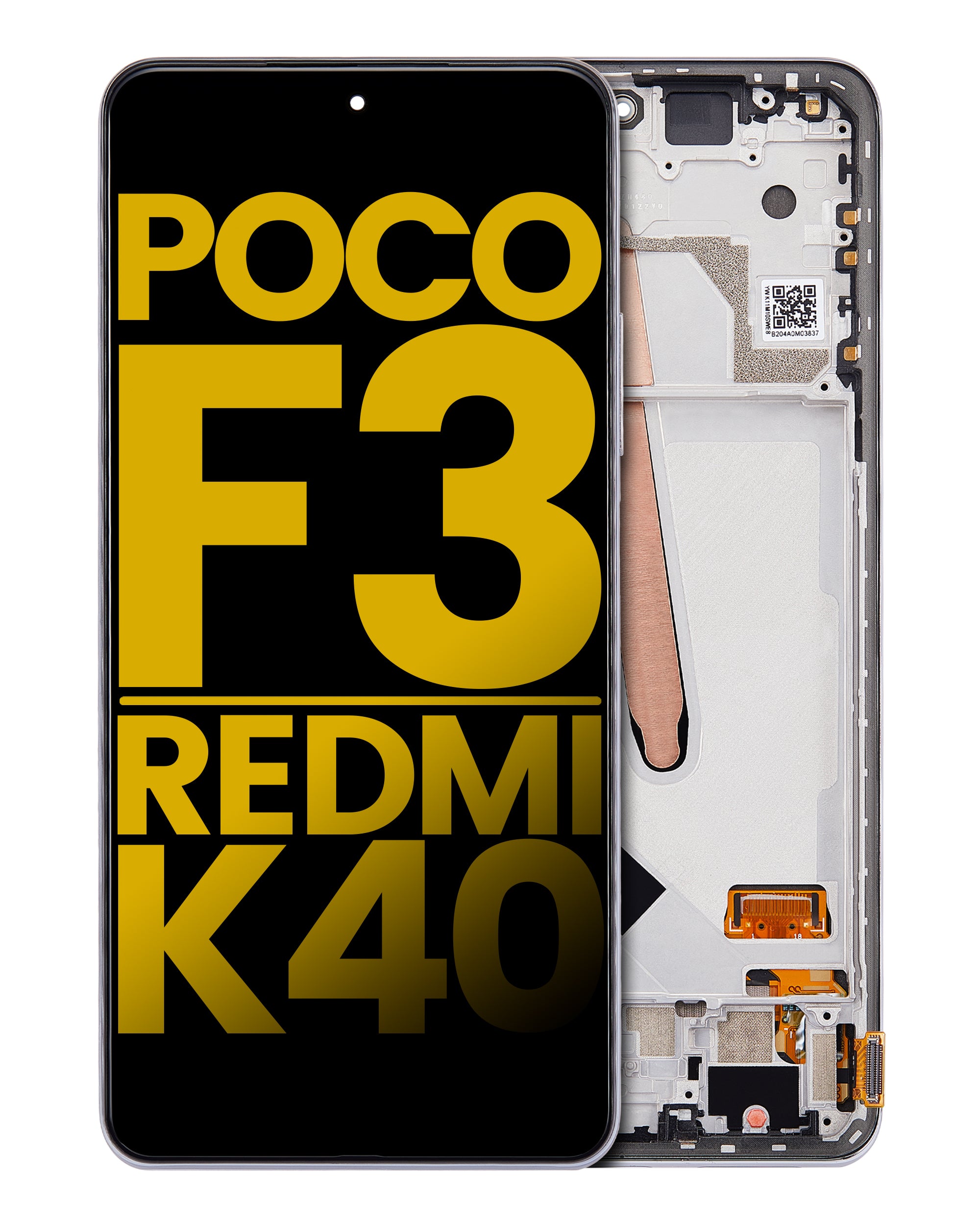 OLED Display with Frame for Xiaomi Poco F3 / Redmi K40 / Redmi K40 Pro (Refurbished) (Arctic White)