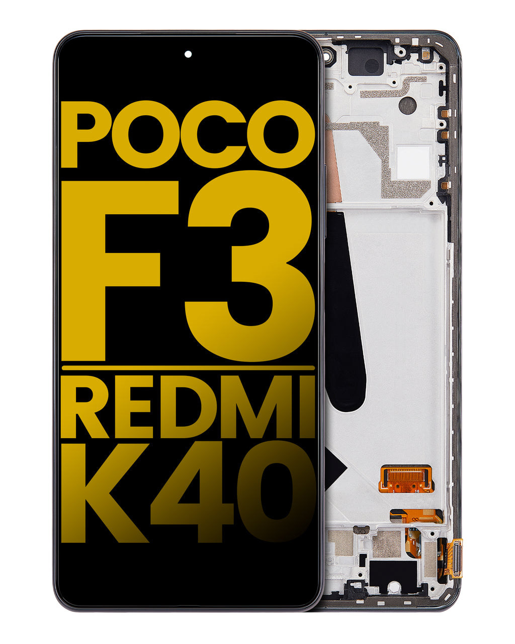 OLED Display with Frame for Xiaomi Poco F3 / Redmi K40 / Redmi K40 Pro (Refurbished) (Night Black)