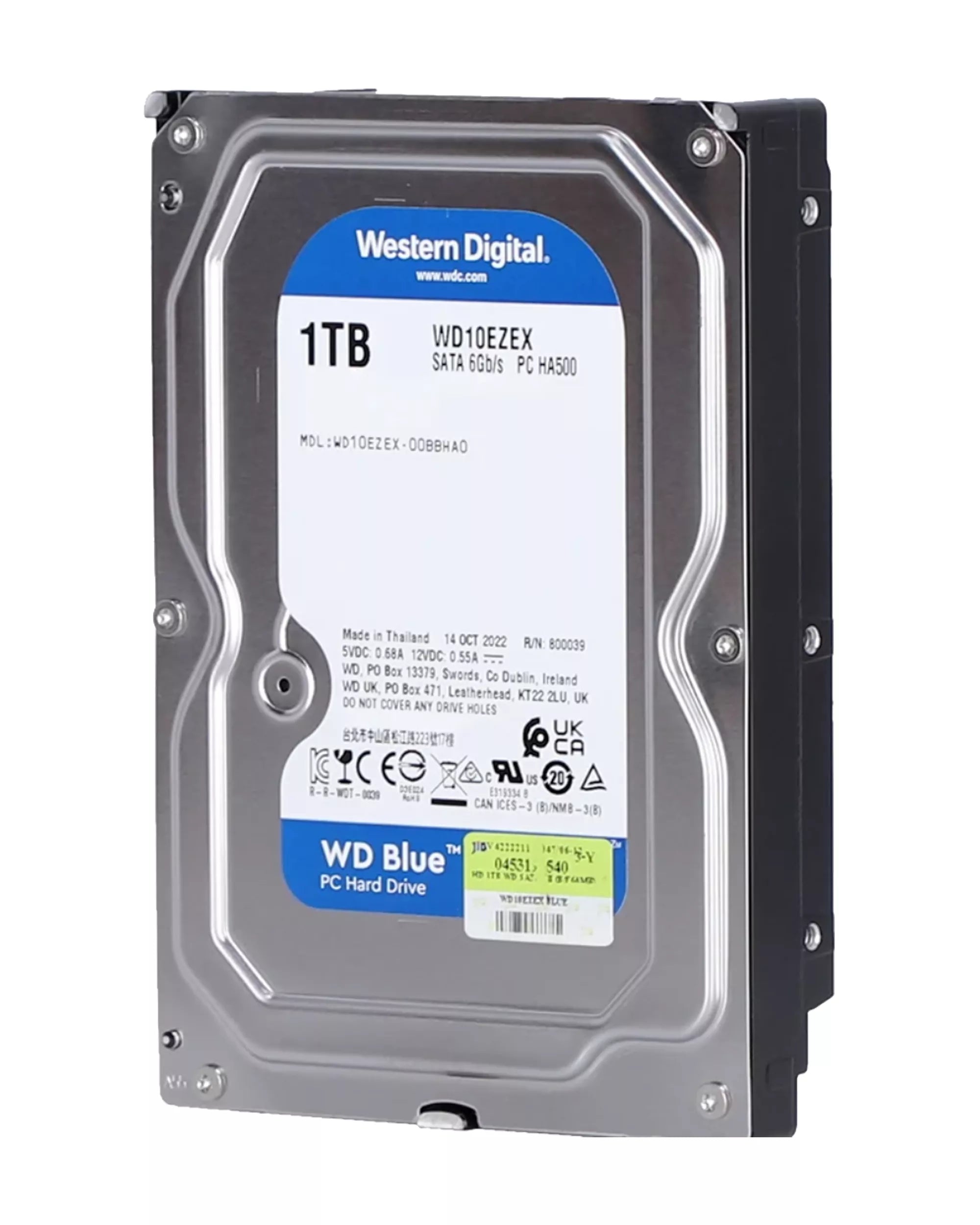 1TB WD Blue 3,5" HDD Interne Festplatte - 7200 U/min (26mm) Generalüberholt