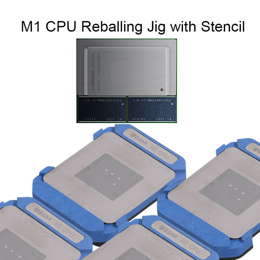 M1 CPU Reballing-Jig mit Schablone