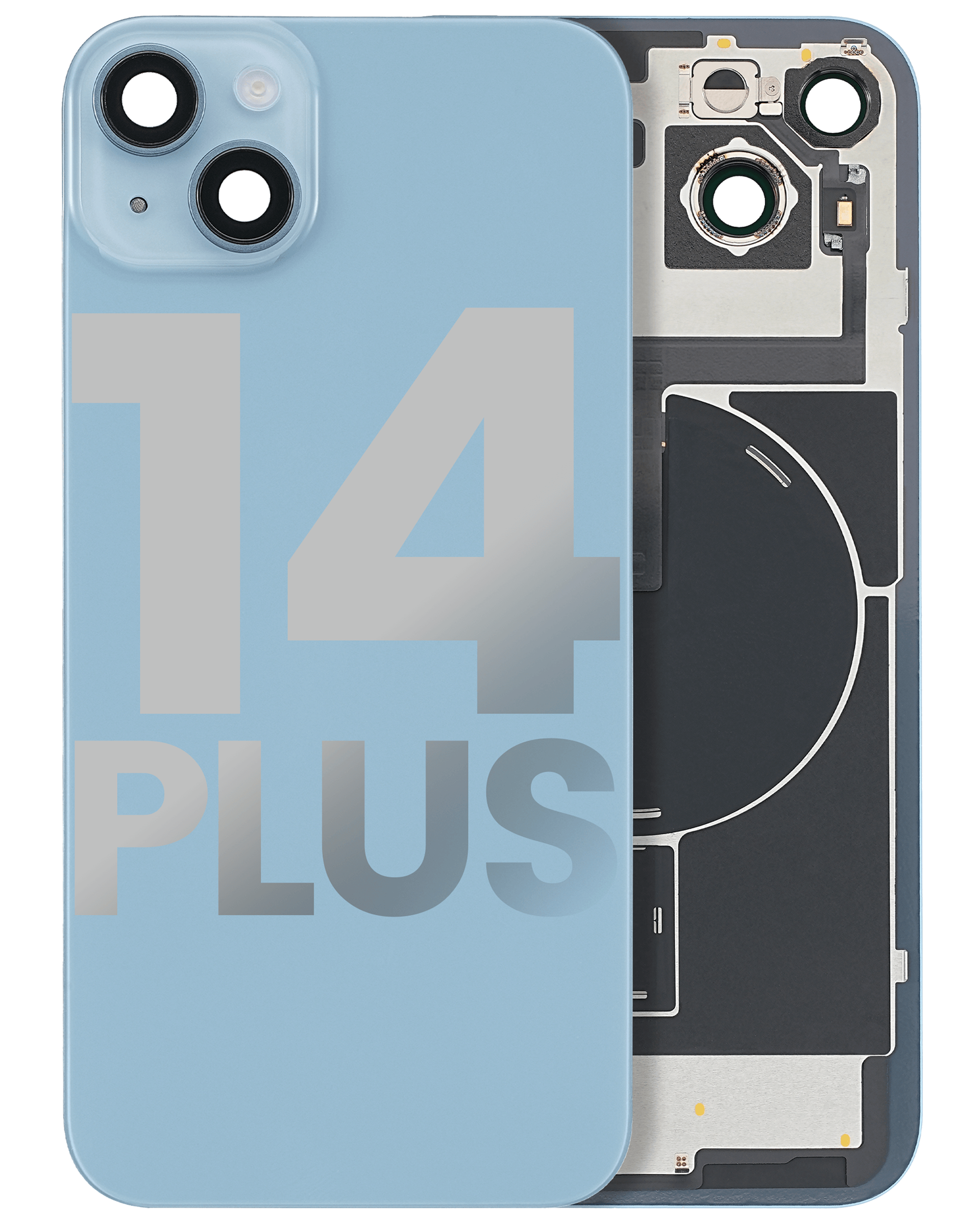 Backcover mit Stahlplatte mit Wireless NFC & MagSafe Magnet Pre-Installed für iPhone 14 Plus (gebrauchter OEM-Ausbau, Qualität A (Blau)