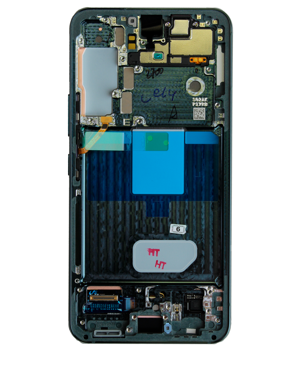 OLED-Display mit Rahmen für Samsung Galaxy S22 5G (gebrauchter OEM-Ausbau, Qualität B/C) (Phantom Green)