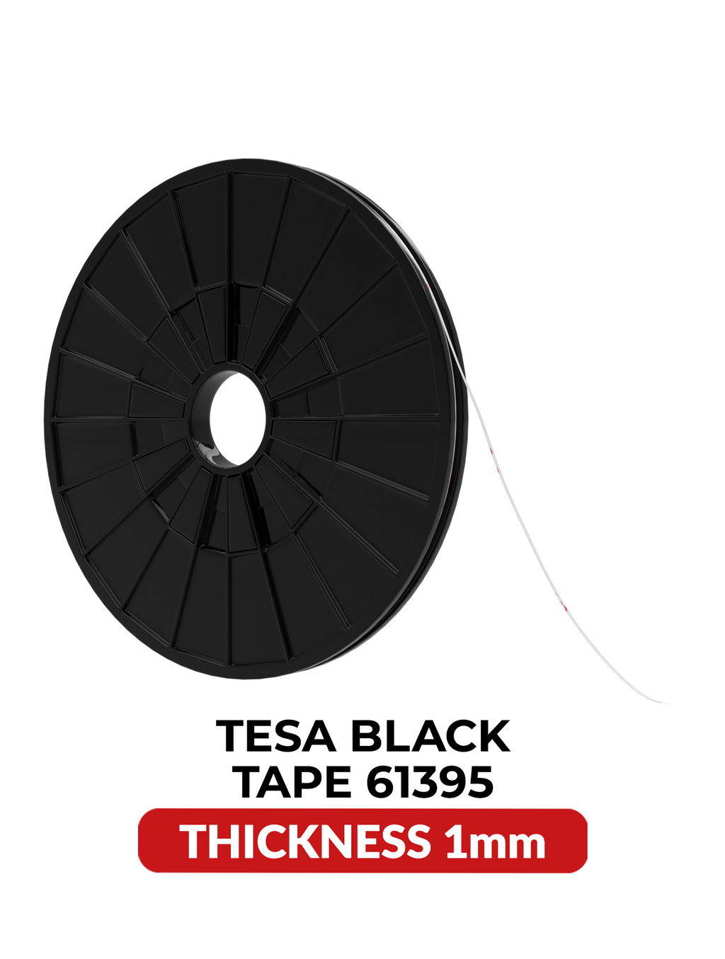 Double-Sided Acrylic Adhesive Tape Black 1 mm x 25 m (Tesa Model #61395)