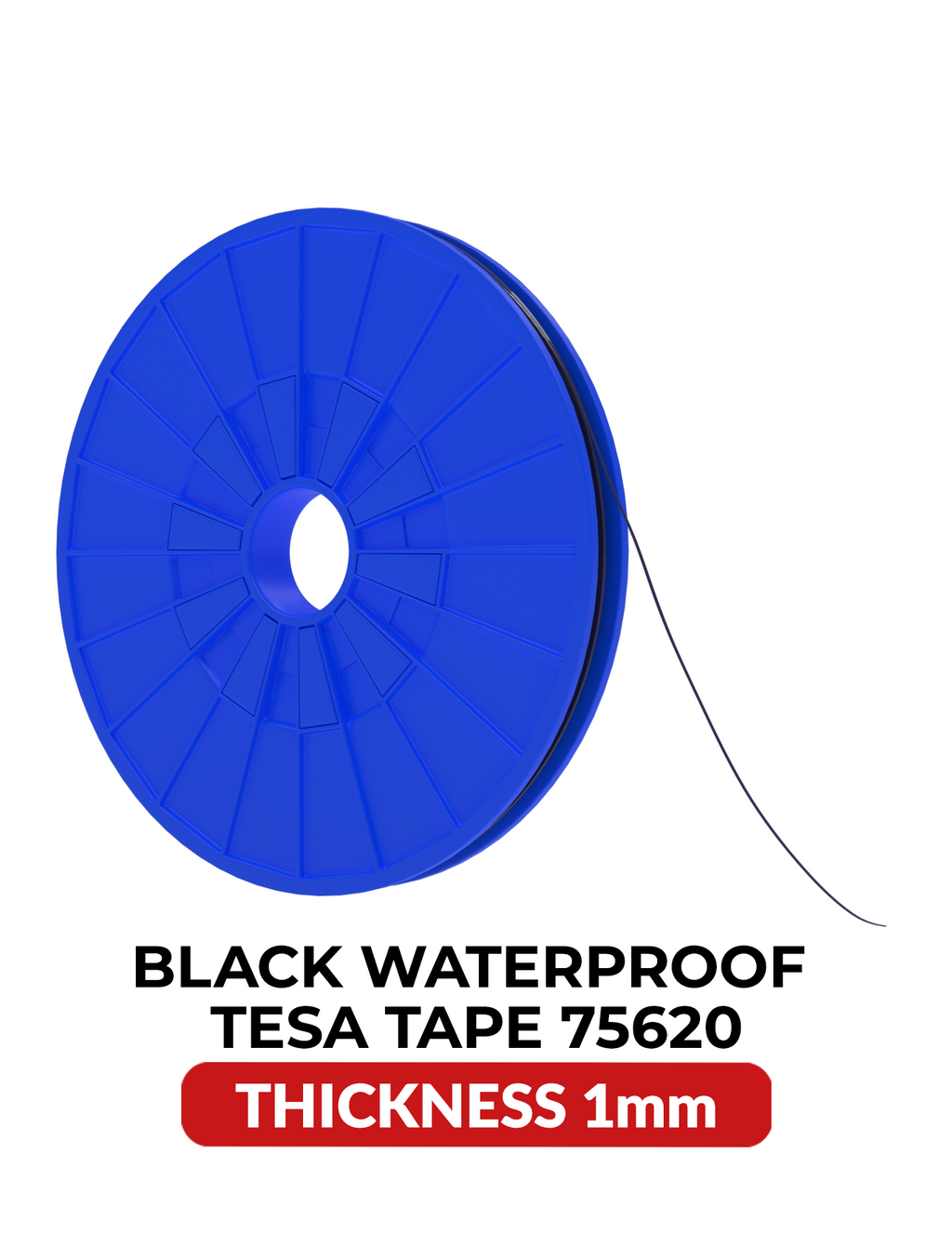 Double-Sided Acrylic Waterproof Black Adhesive Tape (1MM x 25M) (Tesa Model # 75620)
