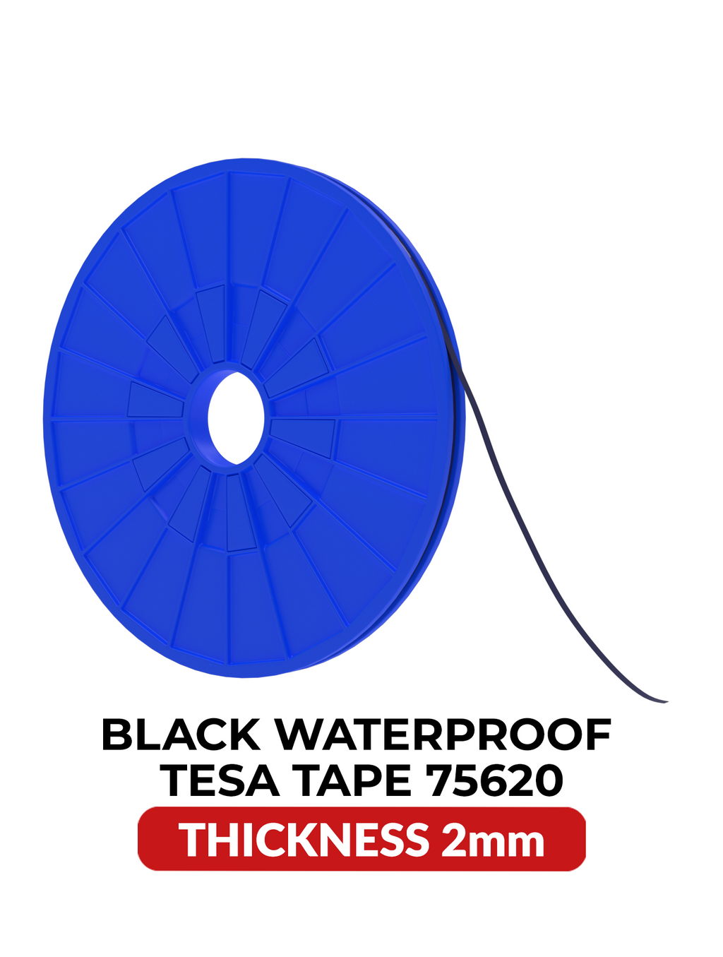 Doppelseitiges Acryl-Wasserfestes Schwarzband (2 mm x 25 m) (Tesa Modell #75620)