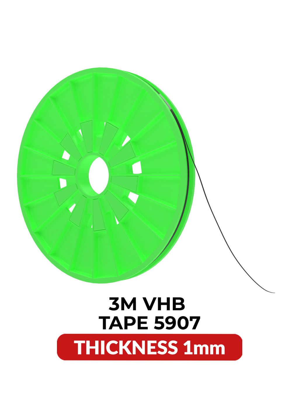 Doppelseitiges Acrylklebeband 1MM x 25M, 3M VHB 5907, Schwarz