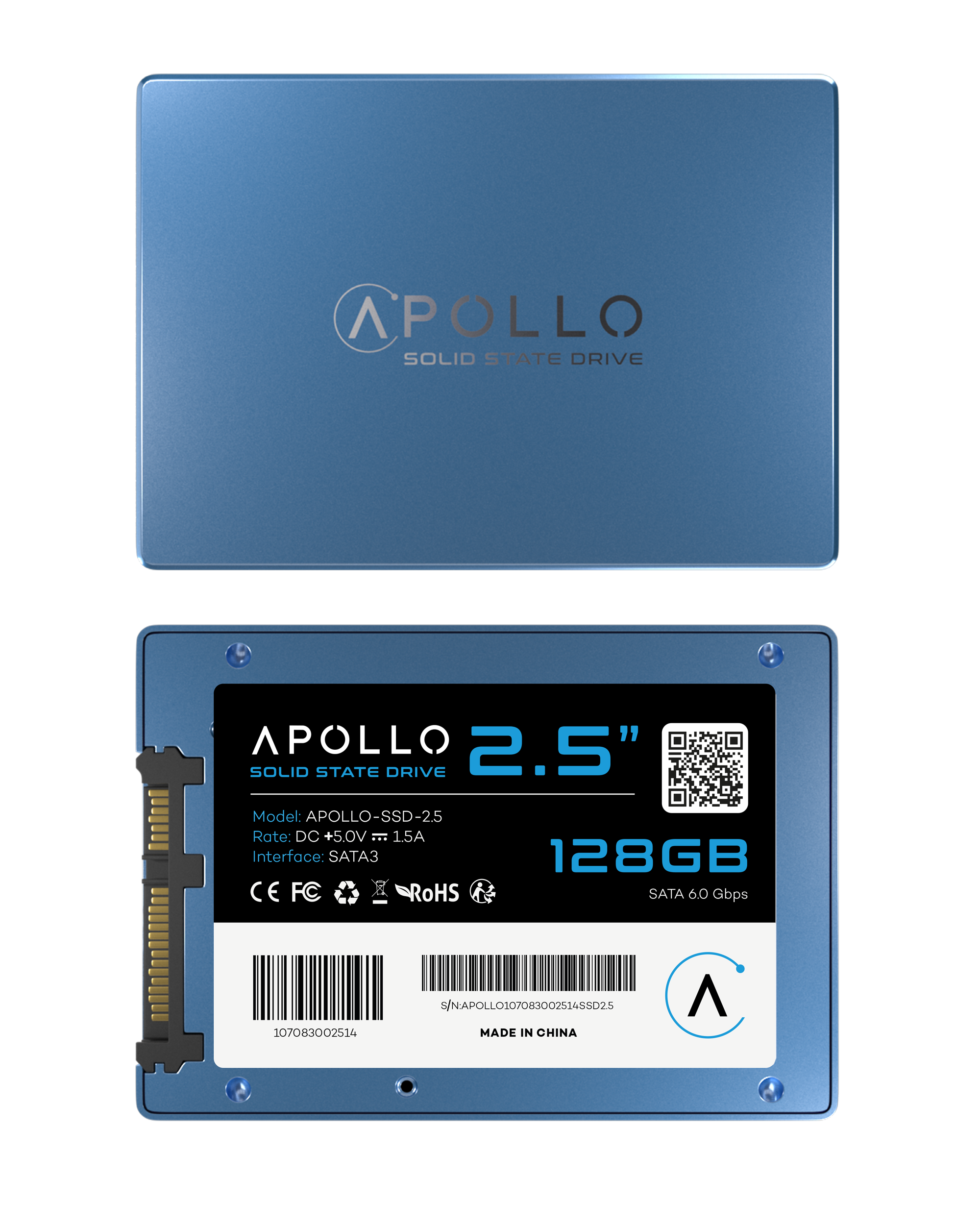 Apollo High-Performance 2.5 Inch SSD 3D TLC NAND 128GB