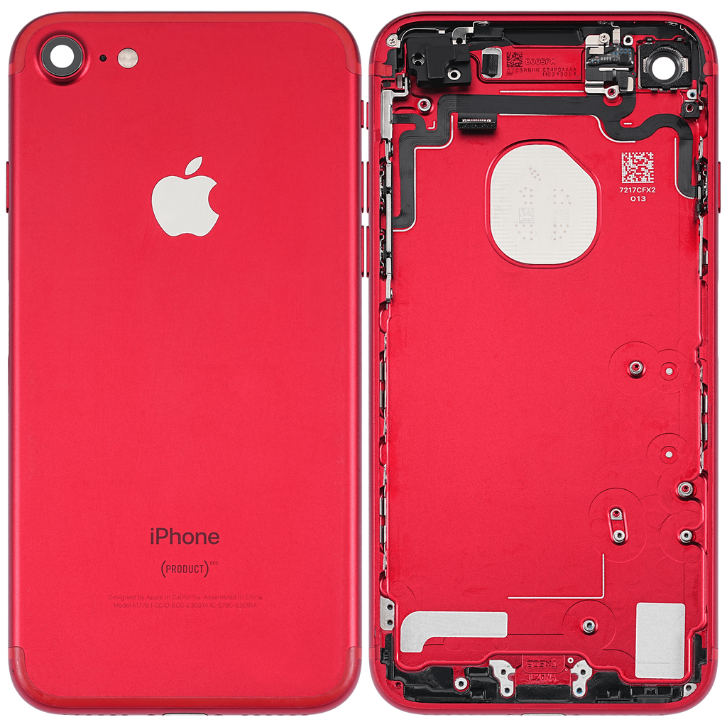 Back Cover/Frame with Pre-Installed Small Parts for iPhone 7 (Used OEM Removal, Quality A) (Red)