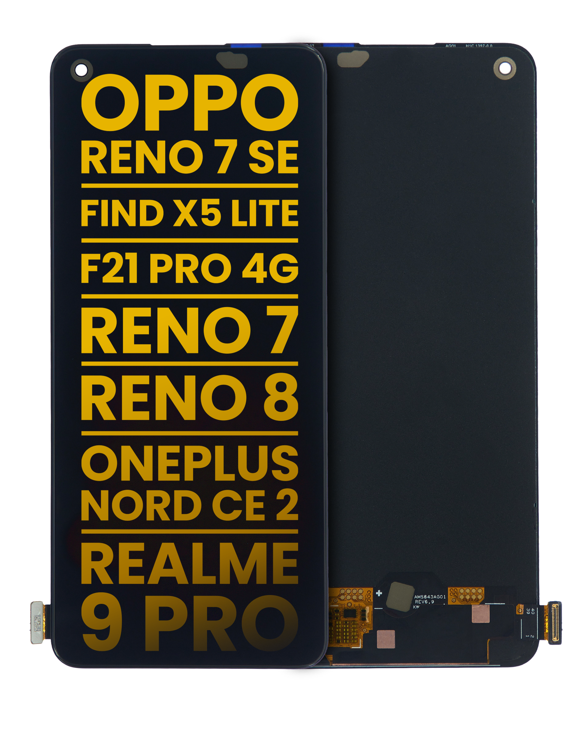 Frameless OLED Component for OPPO Reno 7 SE 5G, Find X5 Lite, F21 Pro 4G, Reno 7/8 4G/5G, Reno 8T 4G, Realme 9 4G, Realme 10 4G, Realme 9 Pro+, Narzo 50 Pro, A78 4G (Refurbished) (International Version) (All Colors)