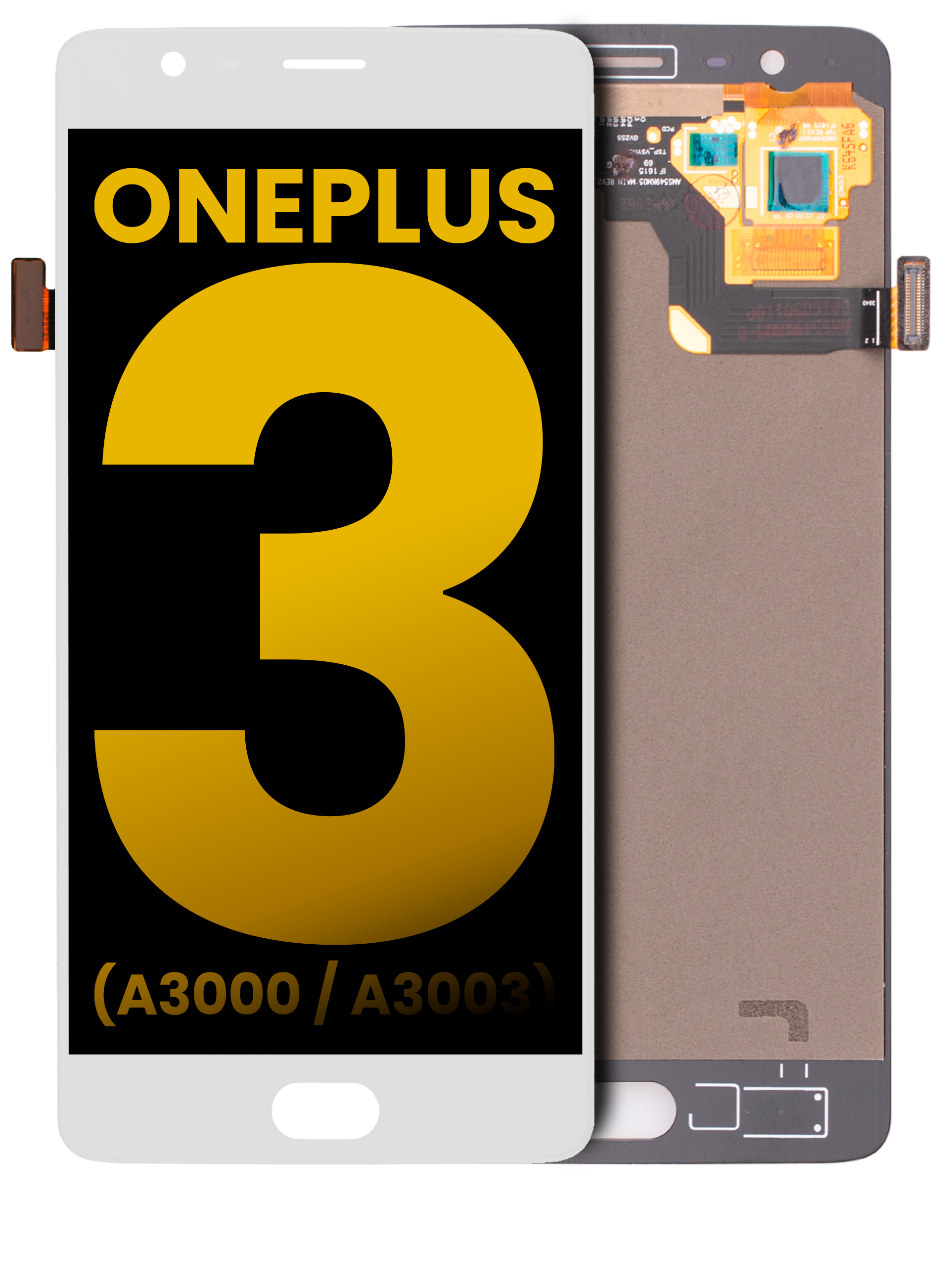 LCD Display without Frame for OnePlus 3 (A3000 / A3003) (Refurbished) (Rev 2.0 / White)