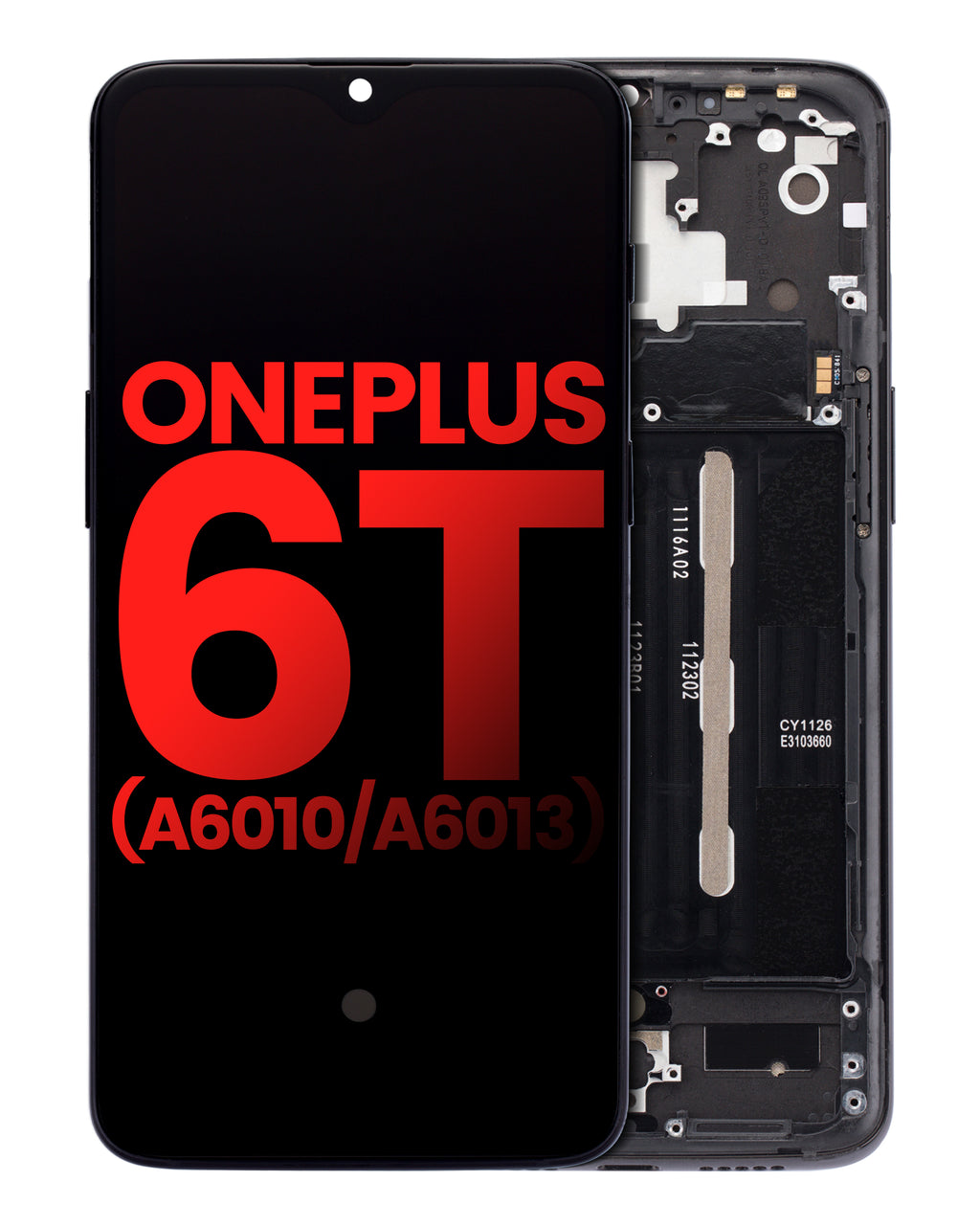 OLED Display with Frame for OnePlus 6T (A6010 / A6013) (Aftermarket Plus) (Mirror Black)